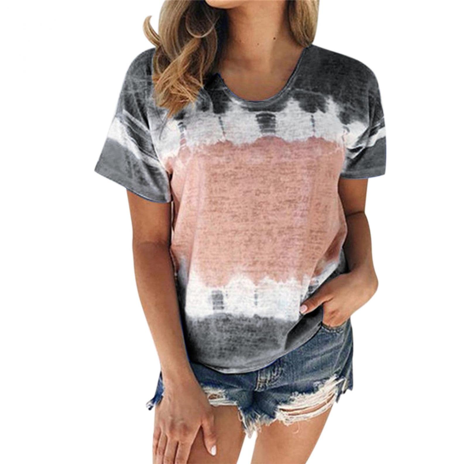 Oversized Tie-Dye T-Shirts for Women - Plus Size V-Neck Sleeveless Casual Blouses | Loose Fit Summer Tops for Beach, Lounge & Everyday Wear