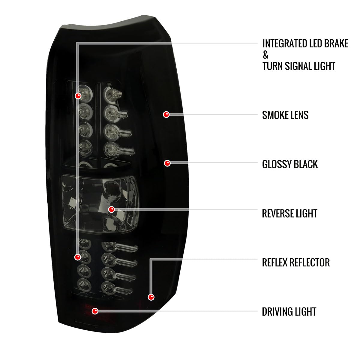 2007-2012 Pickup Truck LED Tail Lights - Glossy Black Smoke Lens - High Visibility Brake Lamps - Perfect for Night Driving & Off-Road Adventures
