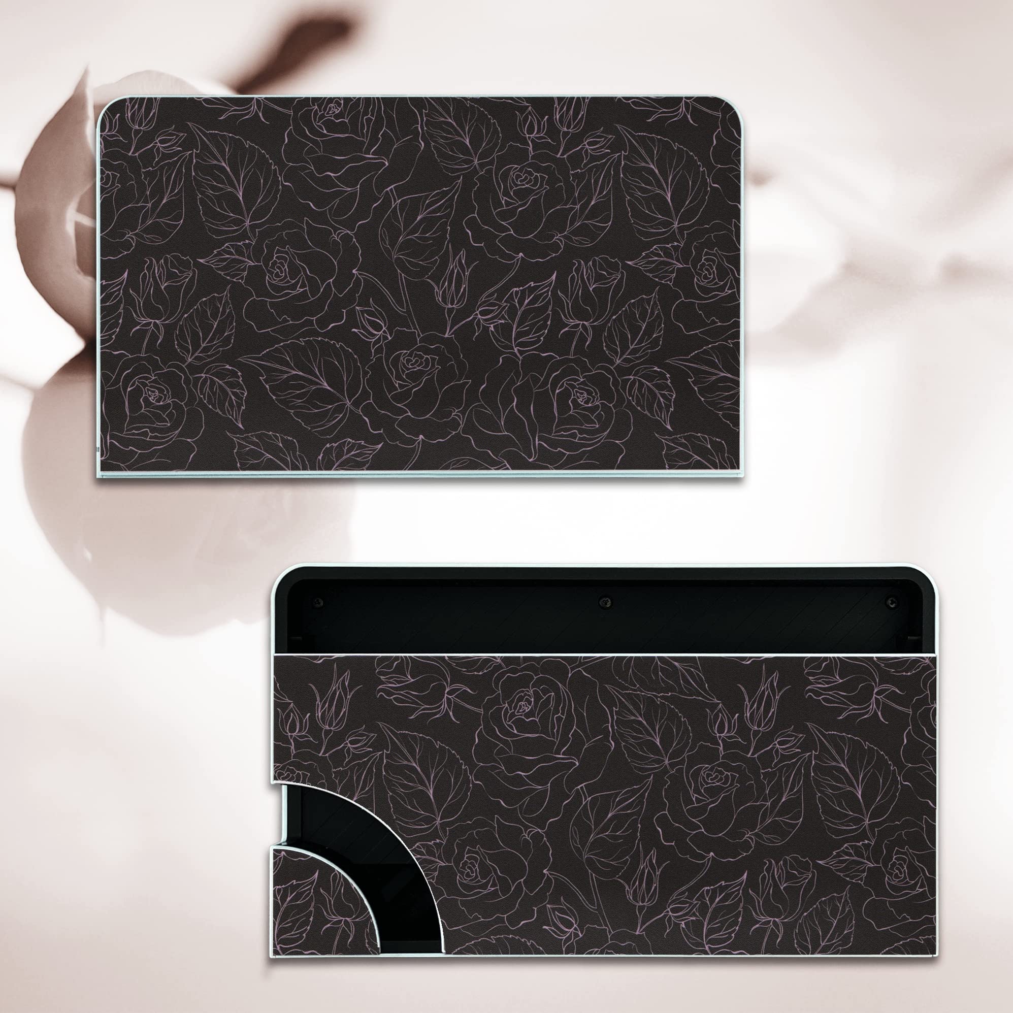 BelugaDesign Rose Switch Skin - Pastel Pink Vinyl Decal Wrap for Nintendo Switch & Switch OLED (Black) - Cute Flower Valentine Gift for Gamers, Perfect for Gaming Setup & Personalization