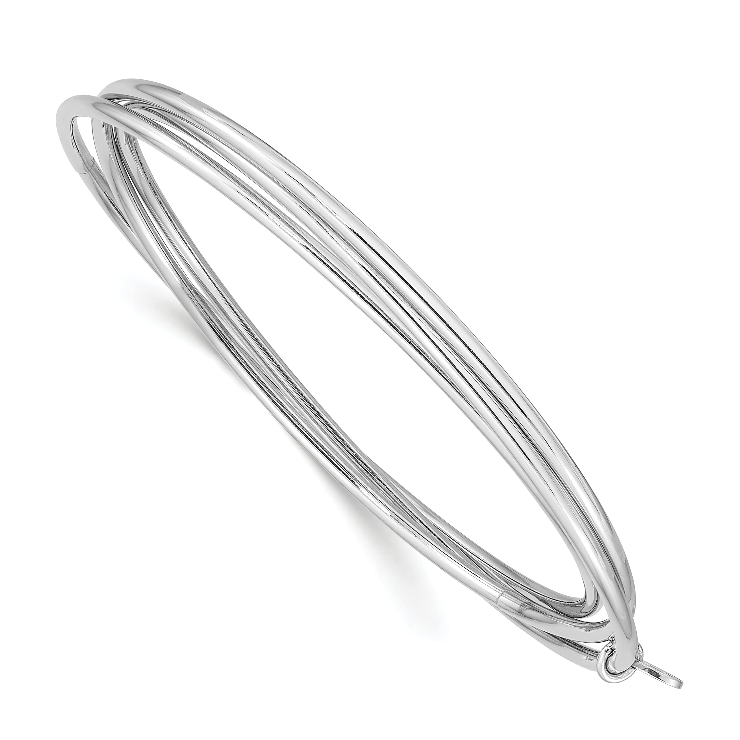 FindingKing Sterling Silver Rhodium Plated Polished Intertwined Bangle Bracelet for Women - Elegant Stackable Jewelry Gift for Anniversary, Birthday & Special Occasions