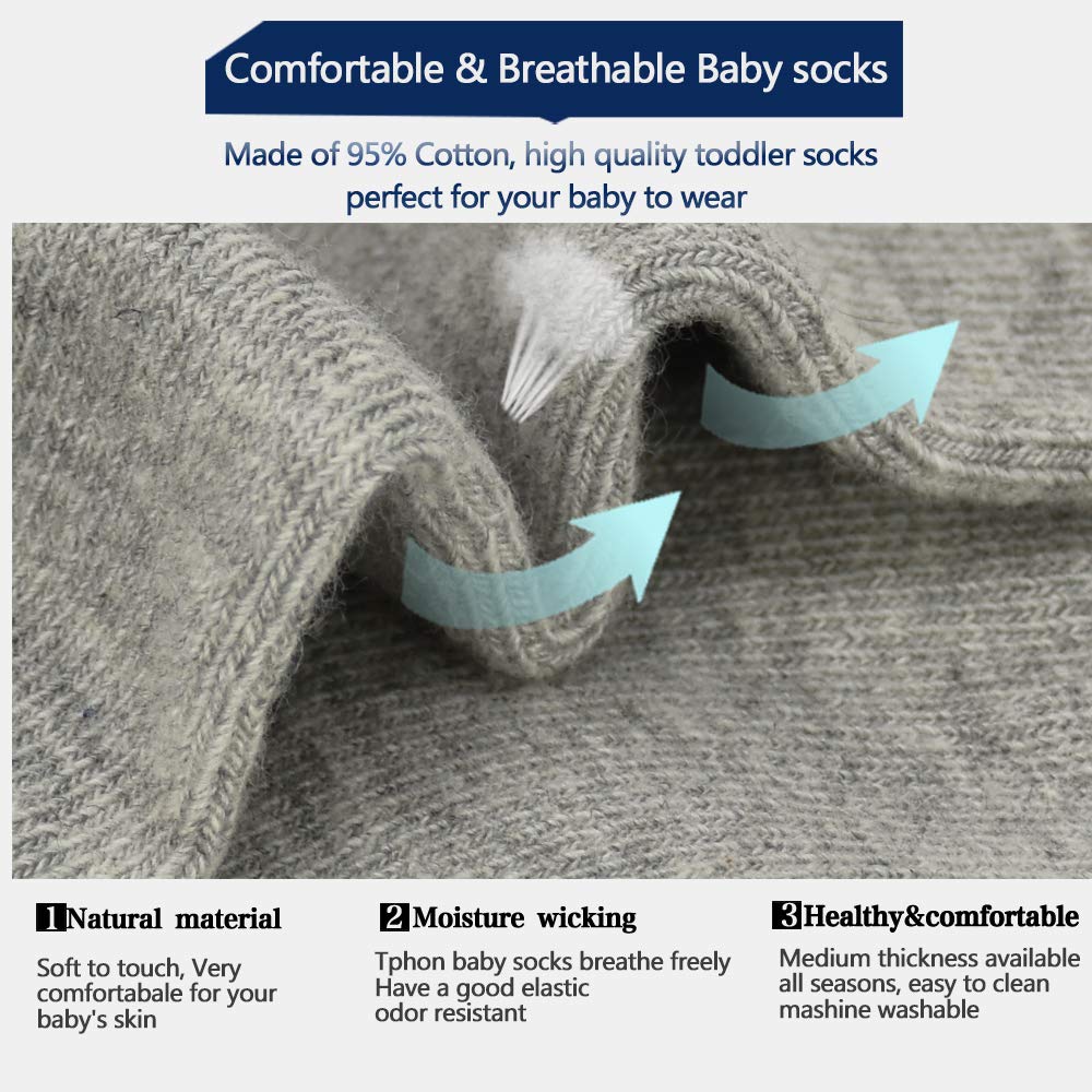 12 Pairs Non-Slip Toddler Socks with Grips - Cotton Anti-Skid Ankle Crew Socks for Boys & Girls (1-7 Years) - Perfect for Playtime, Daycare & Indoor Activities