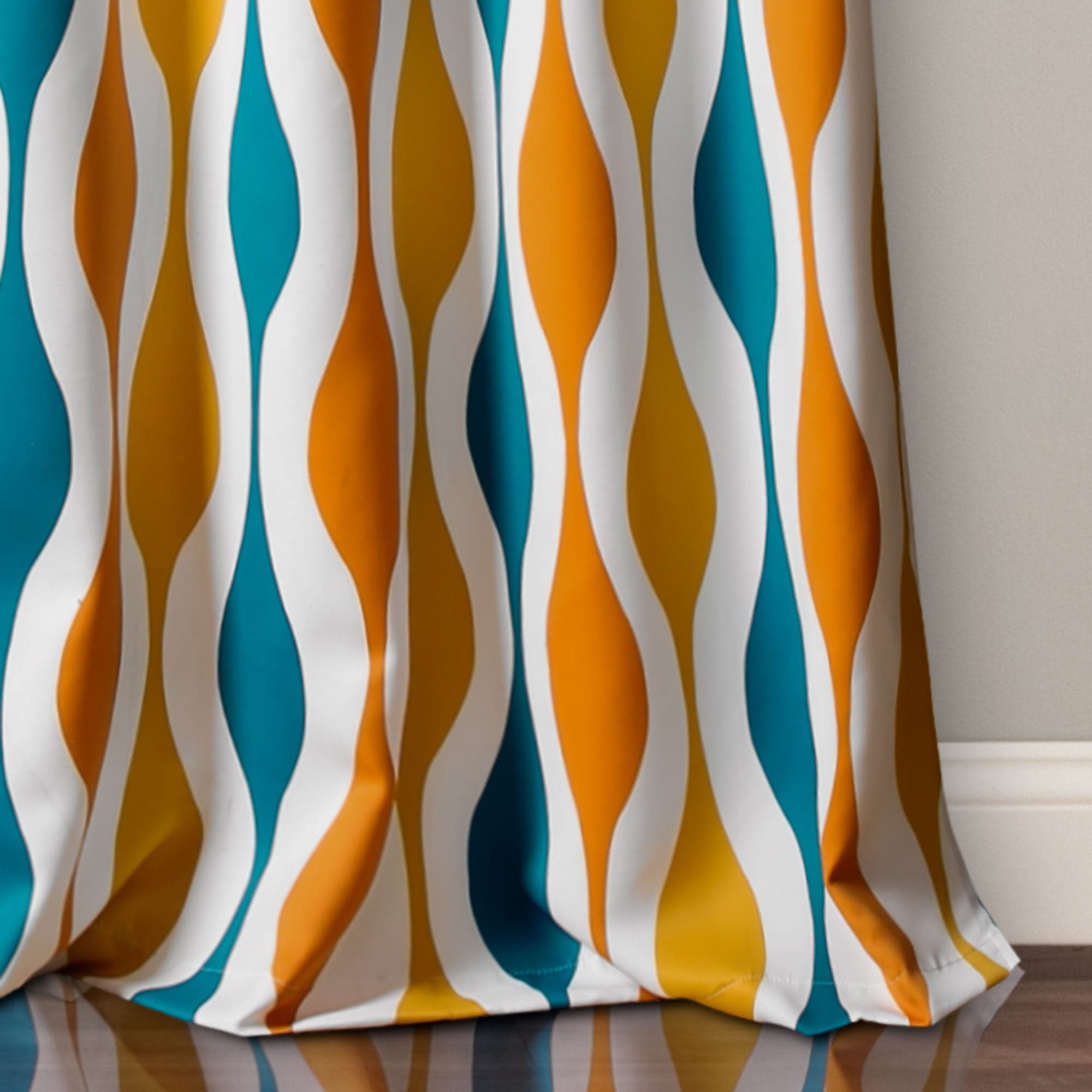 Mid Century Modern Geometric Light Filtering Window Curtains - Set of 2 Panels for Living Room & Bedroom | Sun Protection & Privacy Sheer Drapes