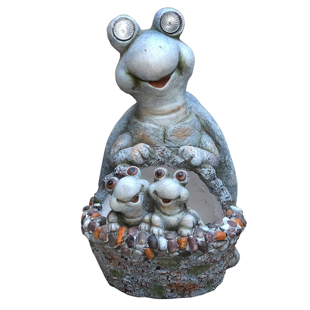 Creative LED Turtle Garden Statue - Outdoor Animal Sculpture with Flower Pot for Lawn, Terrace & Balcony Decor | Solar-Powered Decorative Ornament for Patio, Yard & Garden Landscaping