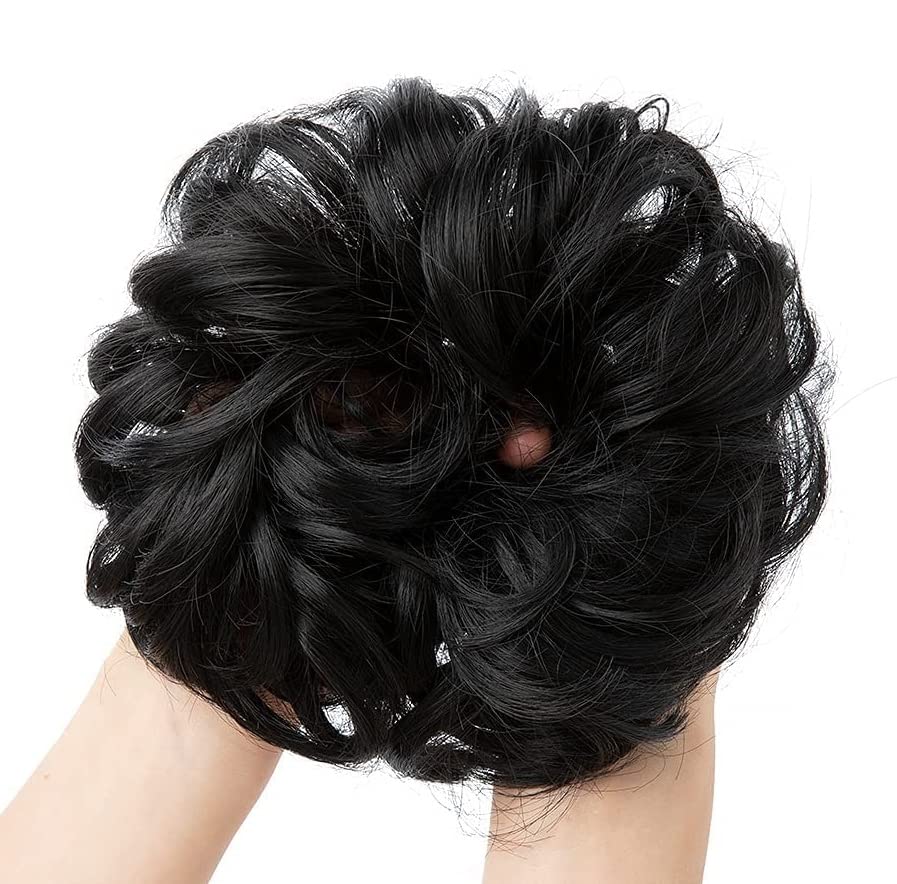 BeatStock 1PC Synthetic Black Hair Bun - Natural Looking Hairpiece for Women | Perfect for Cosplay, Daily Styling & Special Occasions