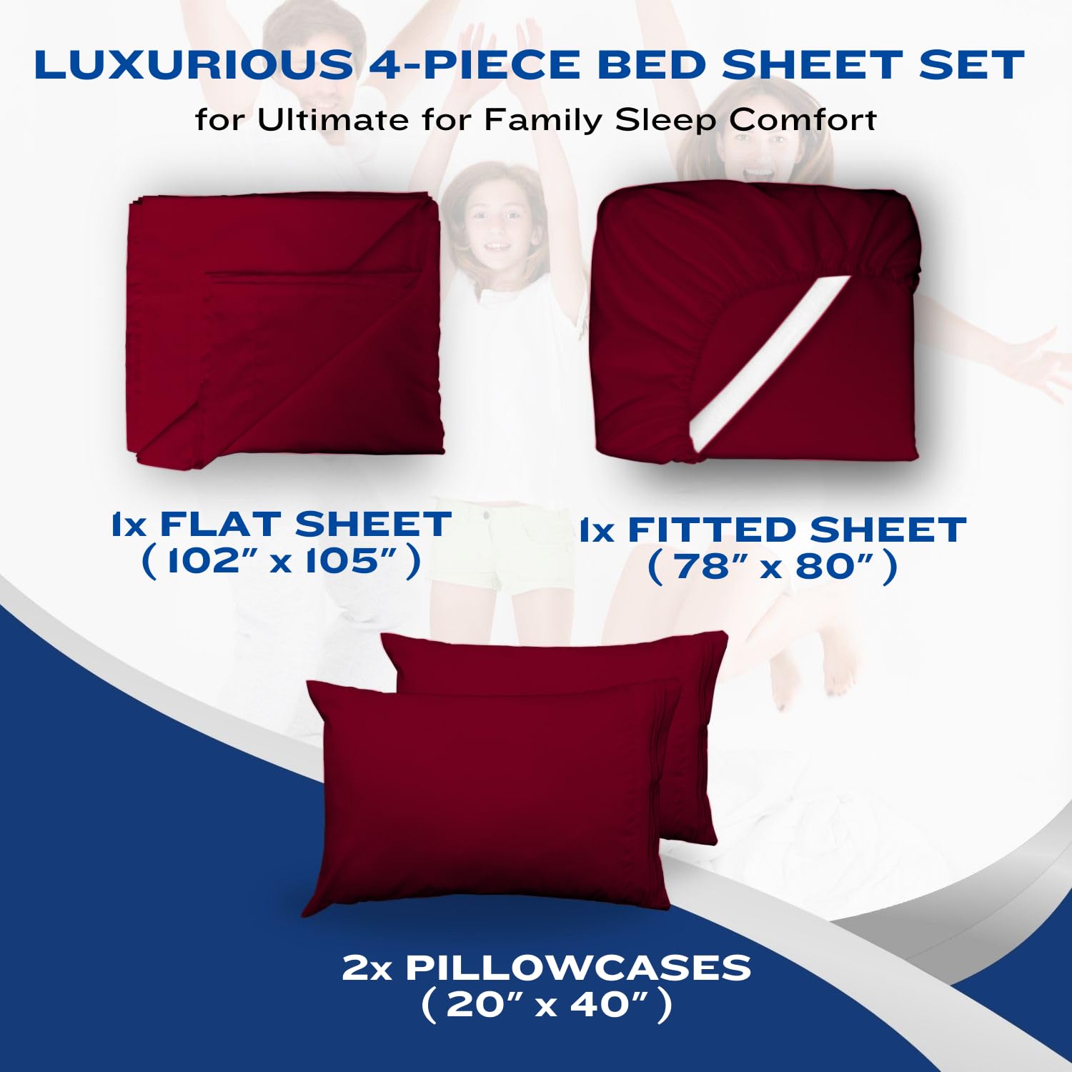 Cooling Queen Size Sheet Set - 4pc Deep Pocket Bed Sheets Up to 15