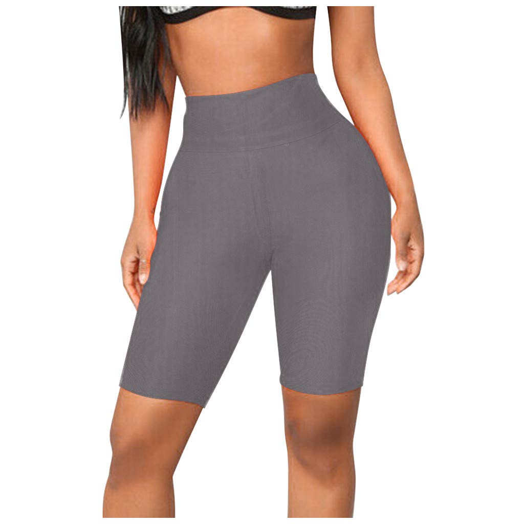 Women's High Waist Elastic Casual Leggings Shorts - Black Sports Yoga Bike Pants for Running, Gym & Lounge Wear - Comfortable & Fashionable Low Tops