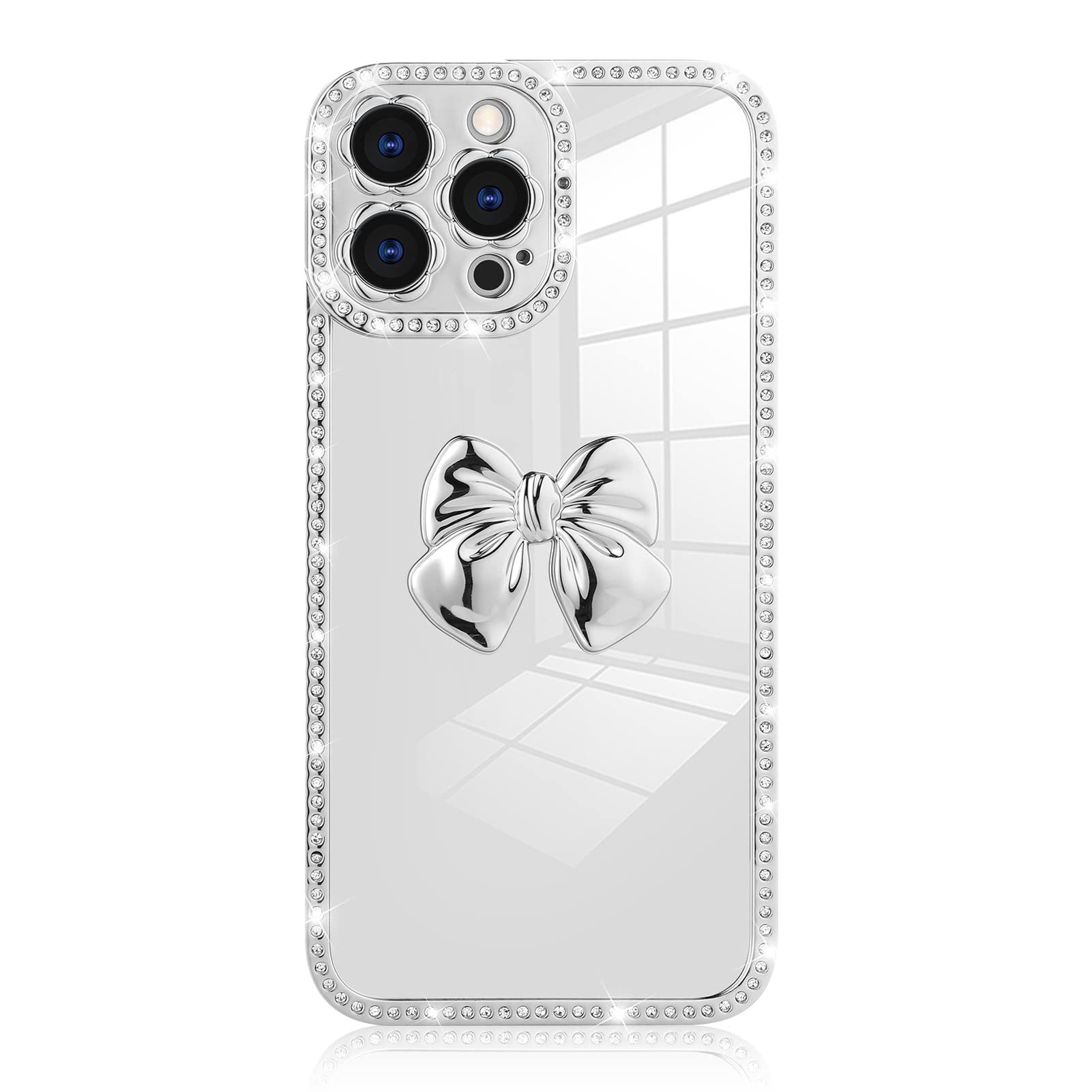 Luxury Glitter Diamond Plated iPhone 12 Pro Max Case (6.7 Inch 2020) - Shockproof TPU Cover with Camera Protection, Stylish Edge Design for Women & Girls | Perfect for Everyday Use, Parties & Special Occasions (Silver)