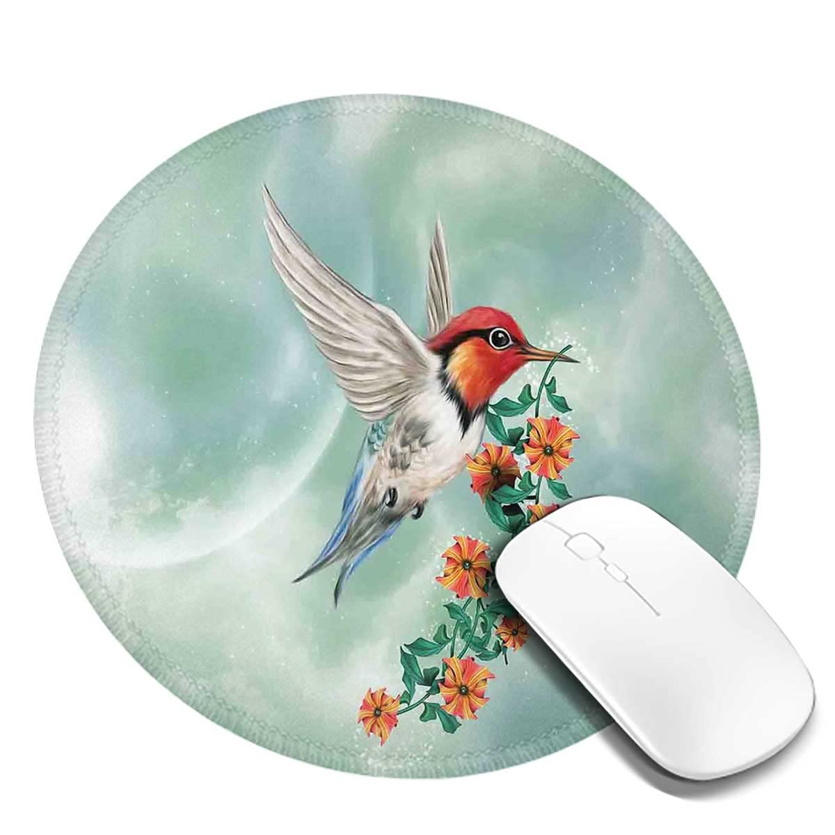 Premium Round Gaming Mouse Pad - Non-Slip Rubber Base, Waterproof Small Circular Mouse Mat for Office, Home & Travel (7.9×7.9×0.12 Inches, 2-Pack) - Perfect for Laptops, Desktops & Workstations | Bird with Flower Branch Design