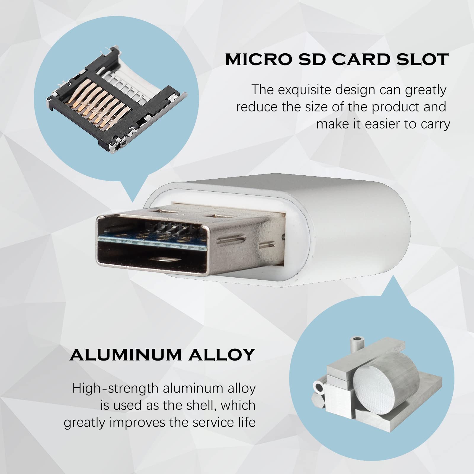 2-Pack USB C SD Card Reader - Micro SD Adapter for Android, PC & Camera - Silver
