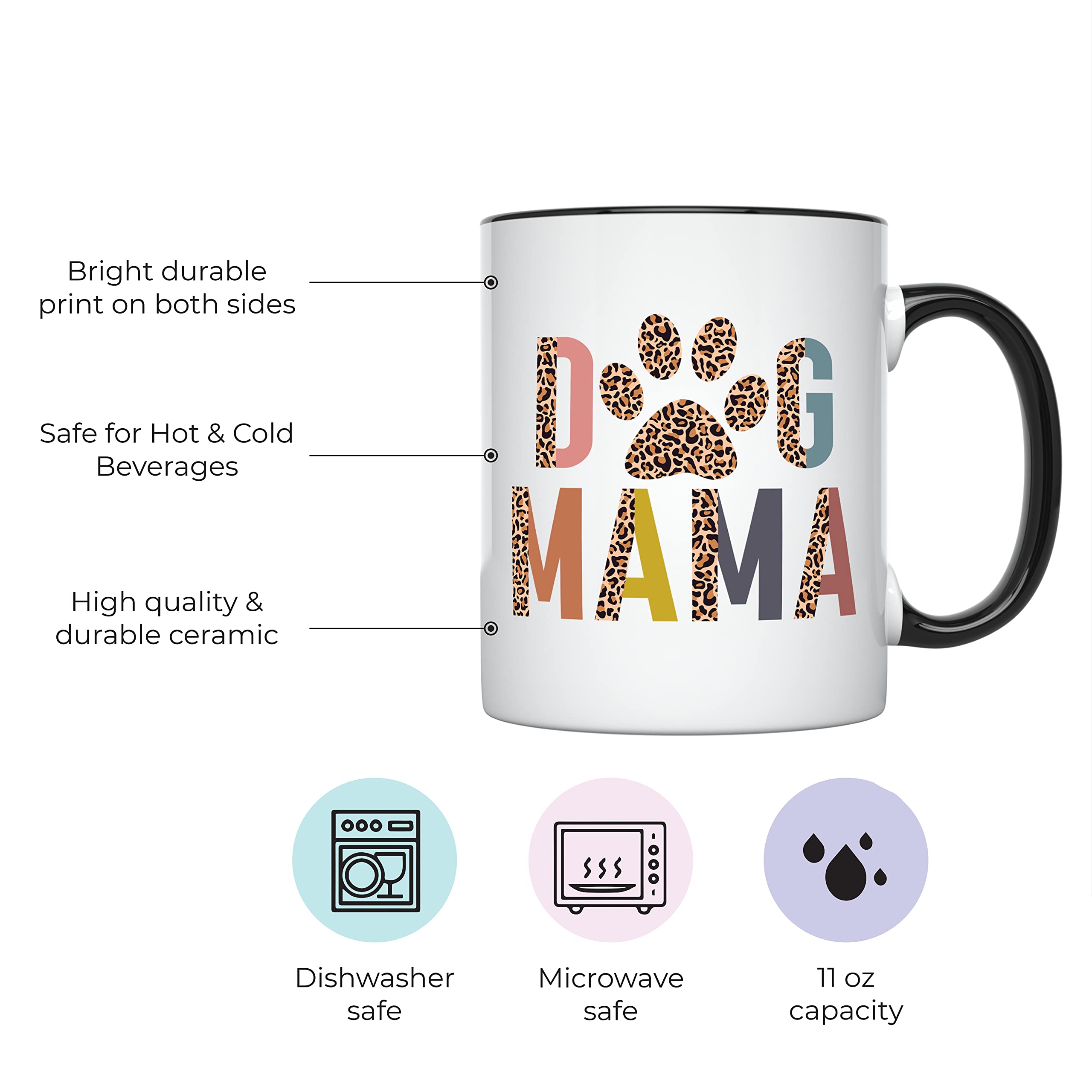 YouNique Designs 11oz Dog Mom Mug - Best Dog Lover Coffee Cup for Women with Black Handle - Perfect Gift for Pet Owners, Dog Moms & Coffee Lovers - Ideal for Morning Coffee, Office Use & Gifts