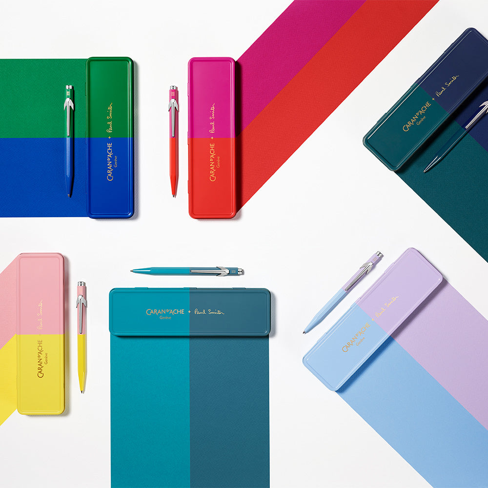 Caran d'Ache 849 Ballpoint Pen - Paul Smith Limited Edition Cyan & Steel - Premium Writing Instrument for Office, Gifts & Collectors