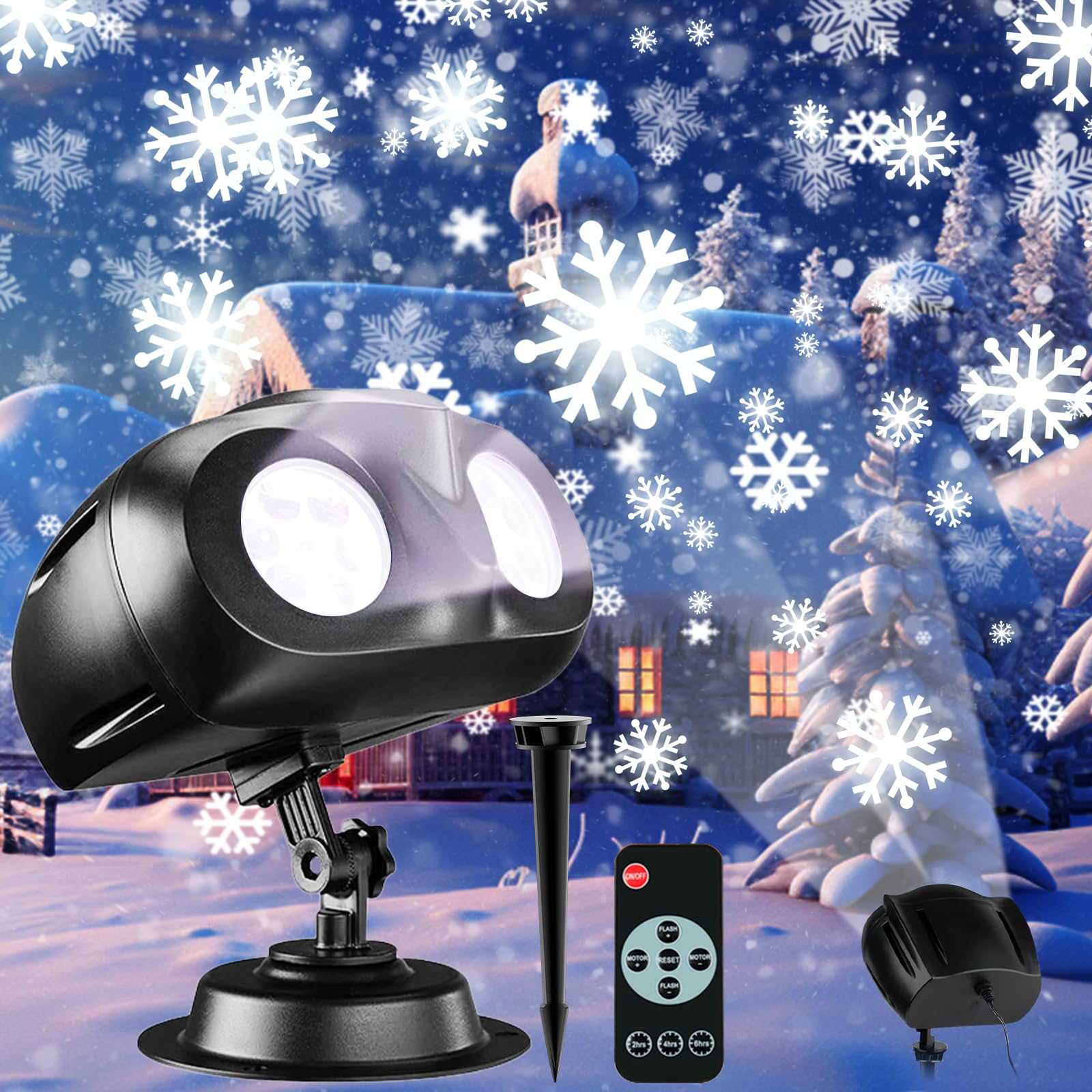 Christmas Snowflake Projector Lights Outdoor with Remote Control - Waterproof Holiday Projection Lights for Yard, Porch, Garden & House Decorations | Perfect for Christmas, Winter & Party Decor