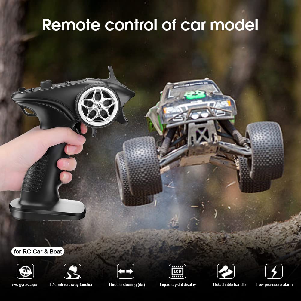 2.4GHz 4CH RC Remote Controller and Receiver - Digital Radio Transmitter for RC Cars, Boats, Tanks (Updated Version) | Perfect for Racing, Off-Roading & Water Adventures