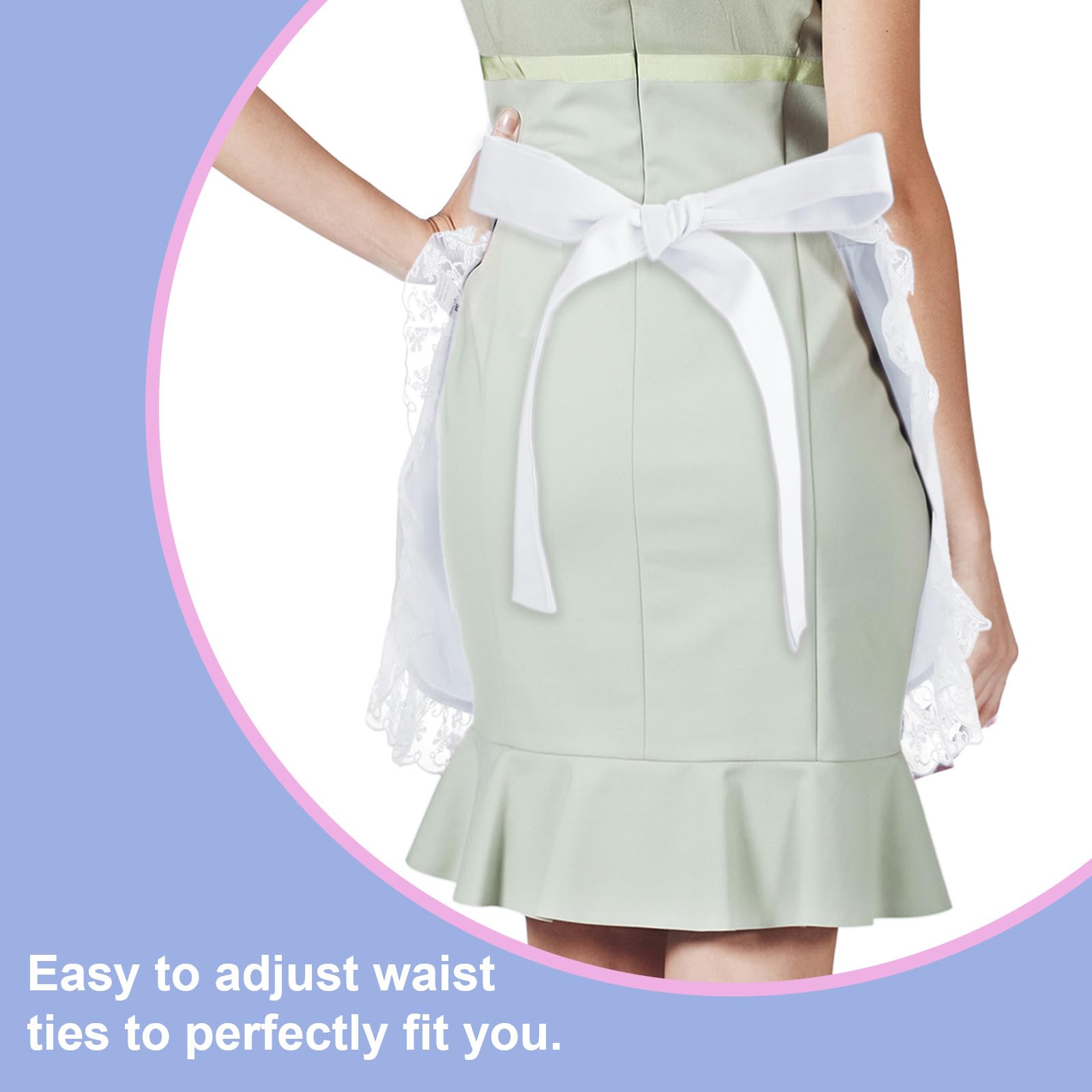 TopTie Cotton Waist Apron with Pockets for Women - Adjustable Kitchen Half Apron for Cooking, Baking & Serving - Perfect Christmas Gift for Home Chefs & Hostesses