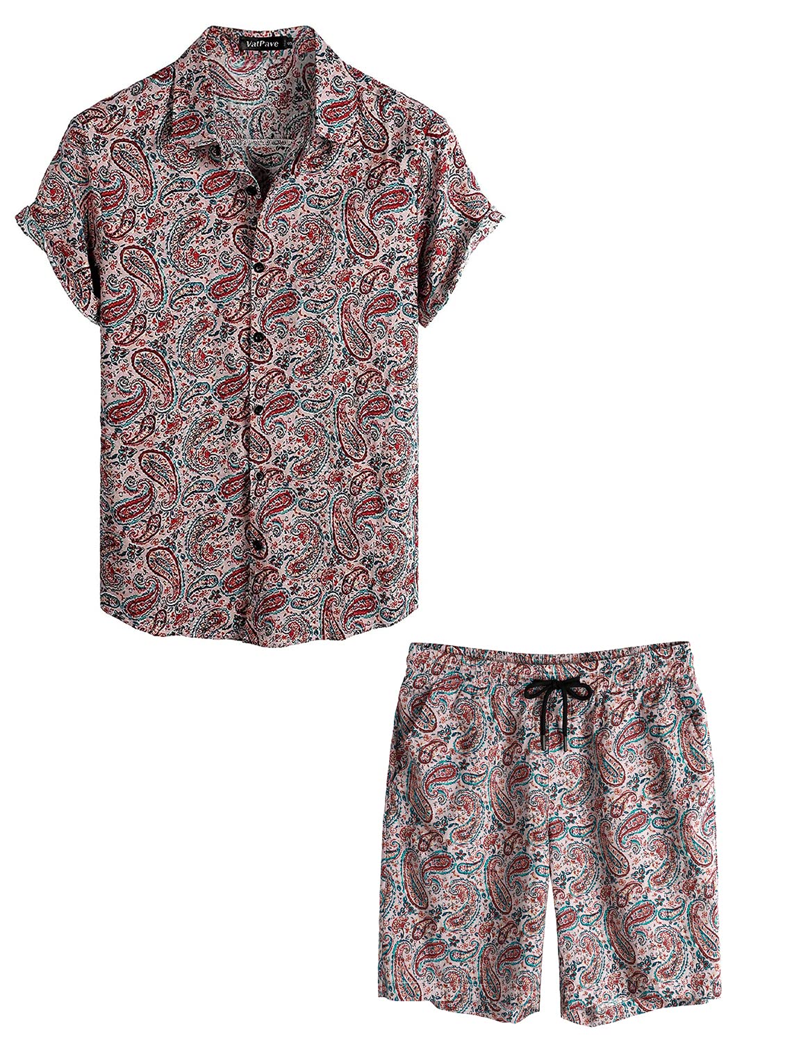 VATPAVE Men's Floral Hawaiian Shirts - Short Sleeve Button Down Beach Shirts for Summer Vacation, Luau Party & Tropical Getaway