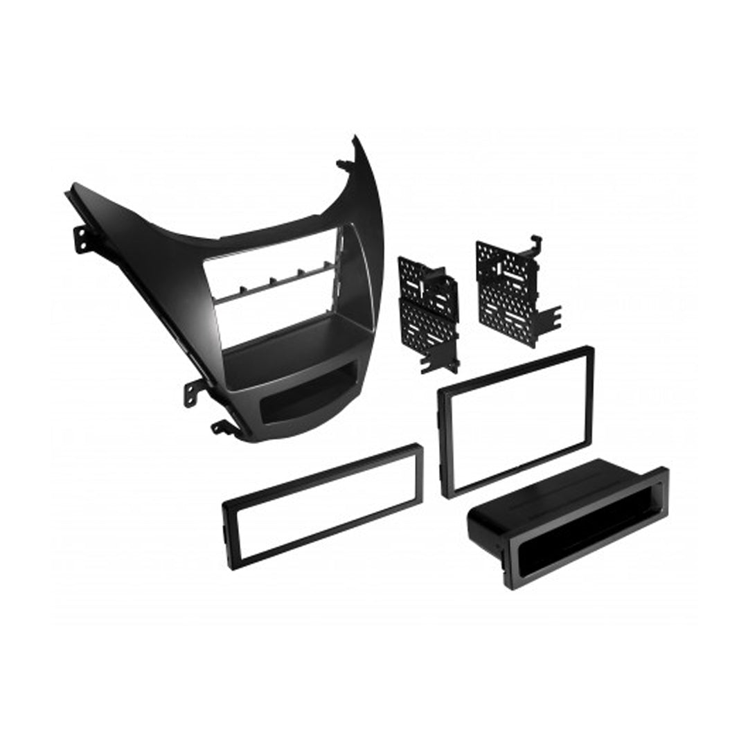 2011-2013 Hyundai Elantra Single DIN & Double DIN Car Stereo Radio Installation Kit - ISO Mount with Storage Pocket | Perfect for Aftermarket Audio Upgrades & Custom Car Installations