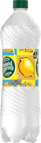 Sparkling Poland Spring Natural Spring Water with Lively Lemon Flavor - 33.8 oz Single Plastic Bottle | Refreshing Hydration for Workouts, Office & Outdoor Activities
