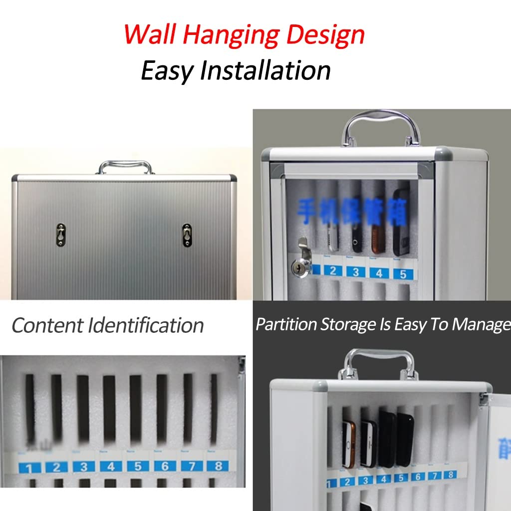 Aluminum Alloy Wall Mounted Lockable Pocket Chart Storage Cabinet - 60 Slots Organizer for Cell Phones, Keys & Office Supplies | Perfect for Classrooms, Retail Stores & Security Checkpoints