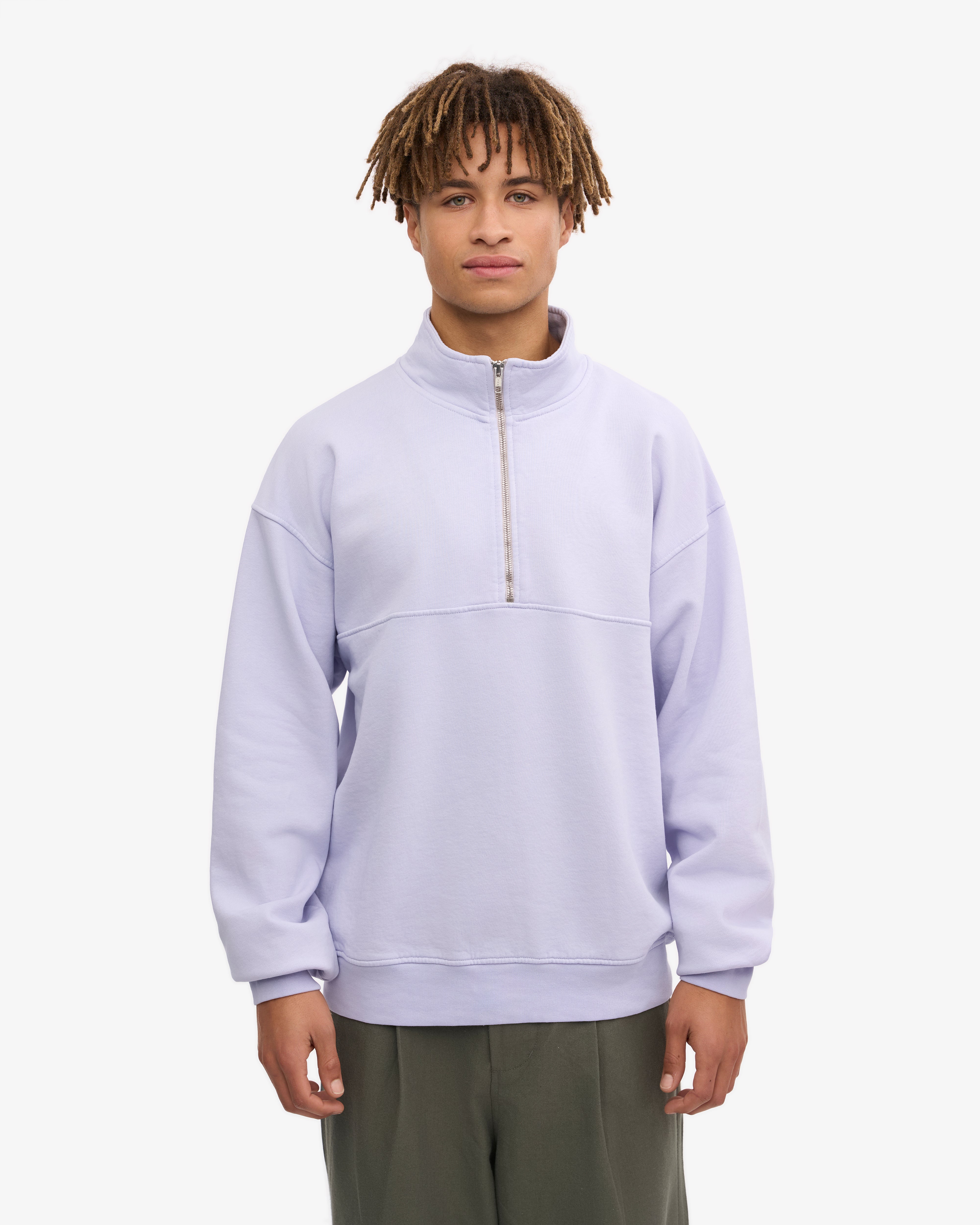 Organic Quarter Zip Sweatshirt for Women - Soft Lavender Pullover with Kangaroo Pocket | Cozy Casual Wear for Fall & Winter, Perfect for Outdoor Activities and Lounge