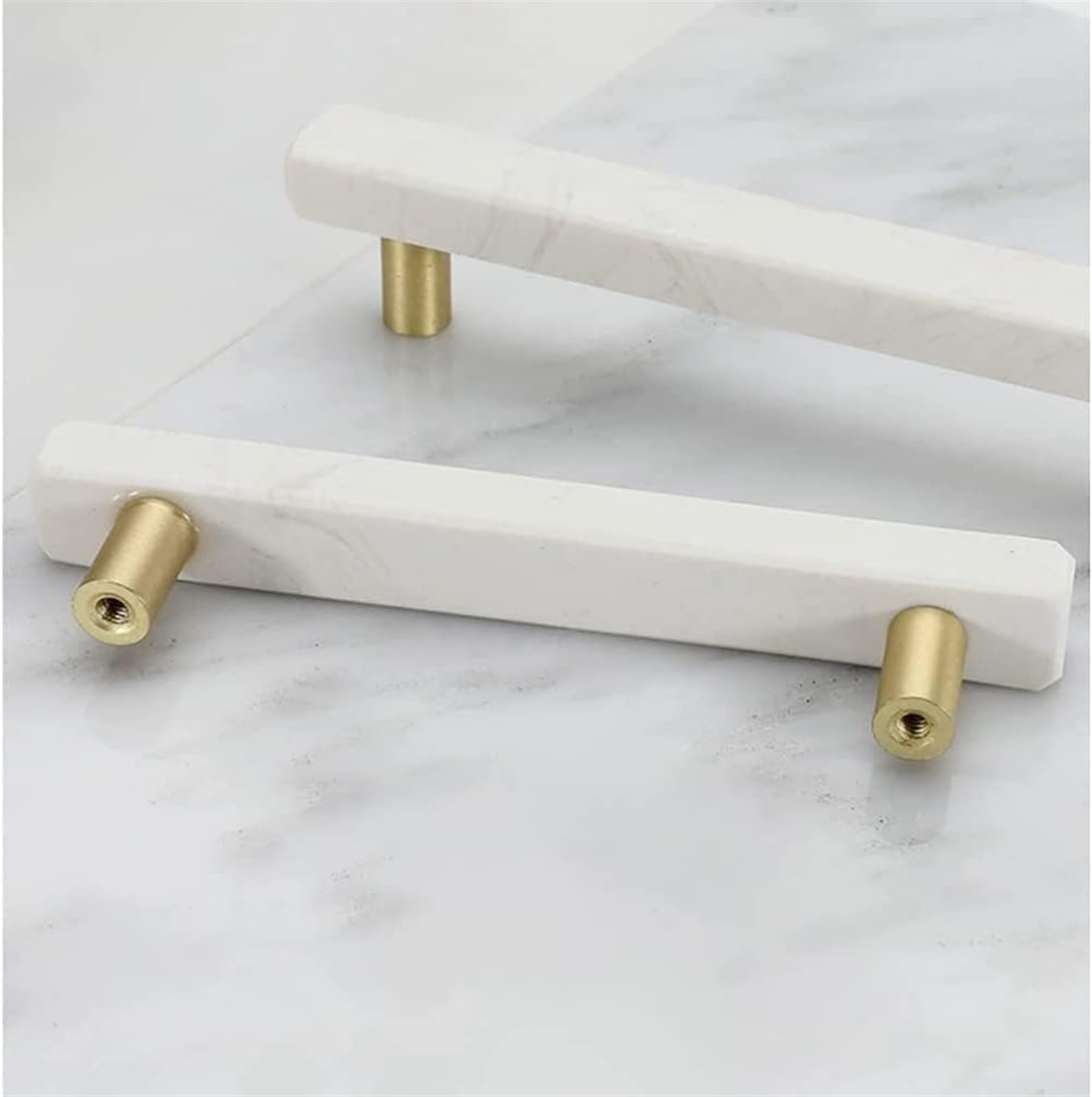 Modern Marble Drawer Pull Handles - 2 Pack Cabinet Knobs for Kitchen, Wardrobe, Cupboard & Furniture - Durable Leather Door Handles for Home & Office Decor (Single Size)