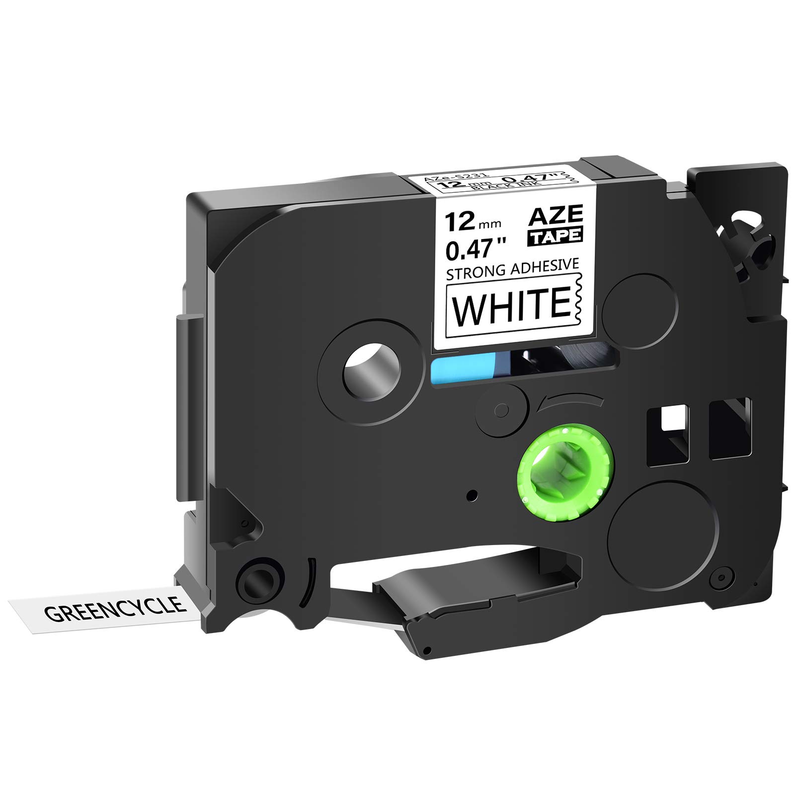 GREENCYCLE Extra Strong Black on White Label Tape - Compatible with Brother TZE-S231, TZeS231, AZE231, PT-E550W, PT2430PC, 1890C, PT-D210, 300BT, PT-1010, PTH100, D200 - 0.47 Inch (12mm) - 50 Pack - Perfect for Office Labeling, Shipping, and Inventory Organization