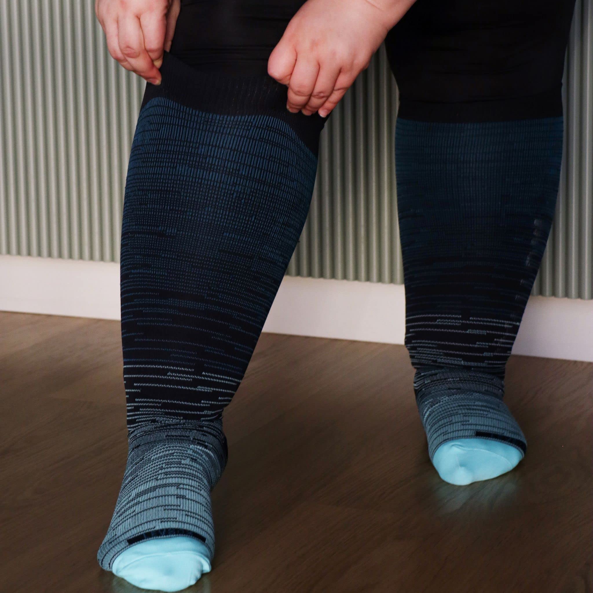 **Wide Calf Compression Socks for Women & Men – Extra Large Size 15-20 mmHg Support Socks for Nurses, Running, Pregnancy & Travel – Improve Circulation & Reduce Swelling**    *(Perfect for long shifts, workouts, flights, and daily comfort!)*