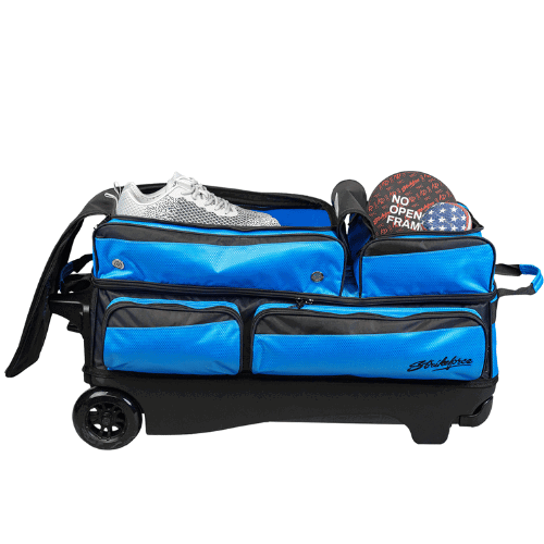 KR Strikeforce Konvoy Black/Caribbean Blue Triple Roller Bag - Durable Travel Luggage for Baseball, Softball & Sports Teams - Perfect for Tournaments, Road Trips & Air Travel