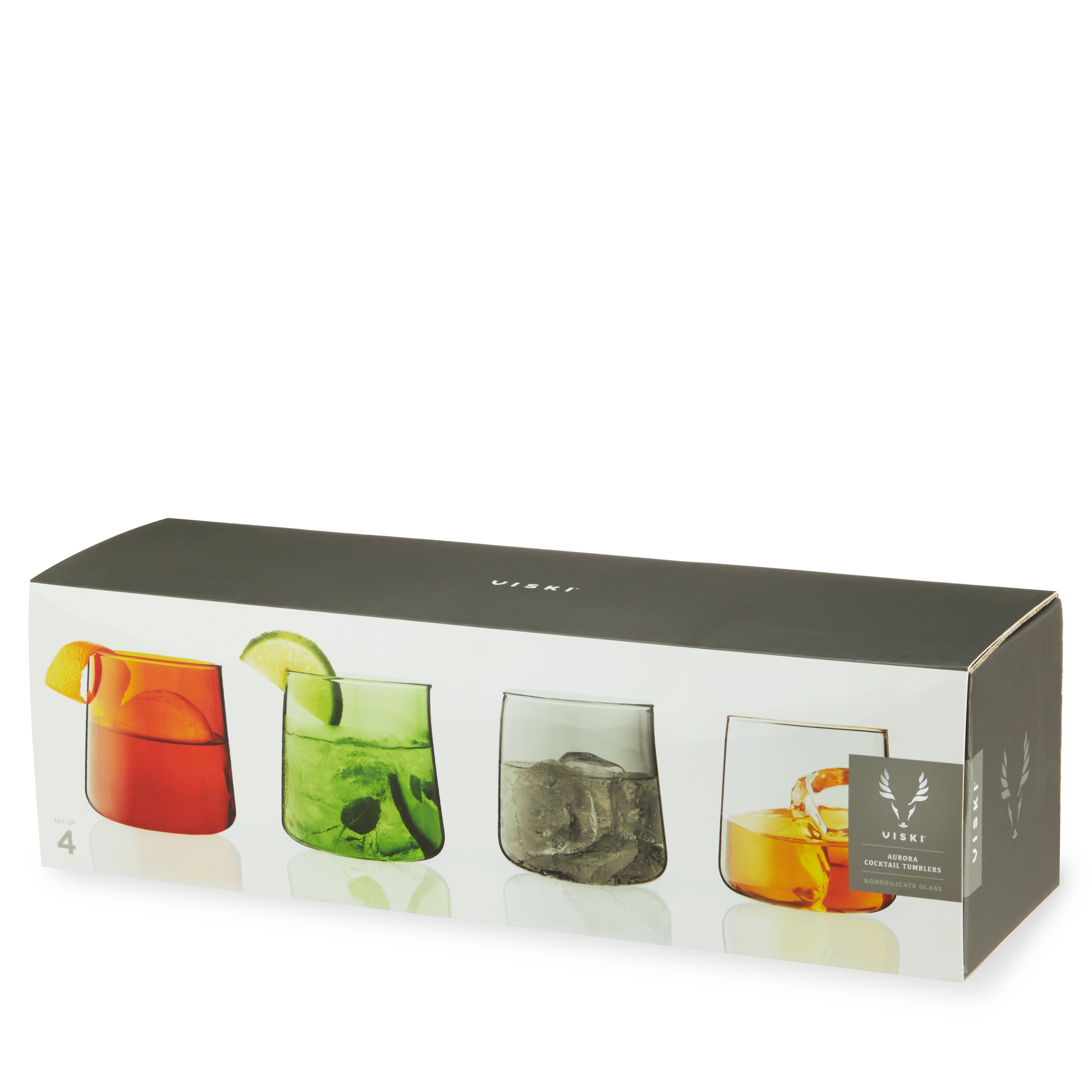 Aurora Cocktail Glasses Set of 4 - 12oz Color Changing Stainless Steel Tumbler Cups with Lids & Straws - Perfect for Margaritas, Cocktails, Iced Coffee & Party Drinks