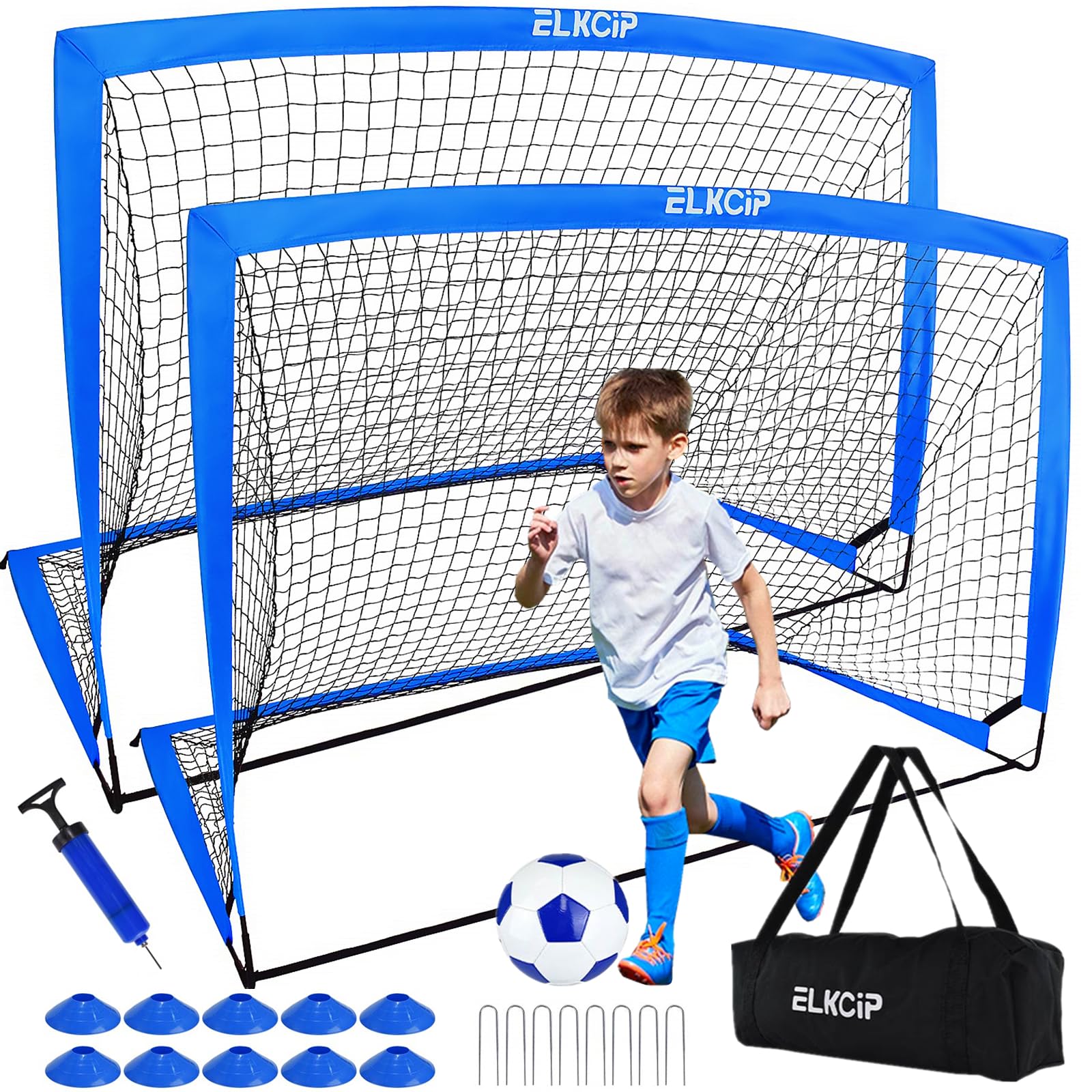 Portable Kids Soccer Goals Set of 2 - 6x4 ft & 4x3 ft Pop Up Soccer Nets for Backyard Training | Youth & Toddler Outdoor Sports Equipment | Perfect for Backyard Games, Team Practice & Birthday Parties