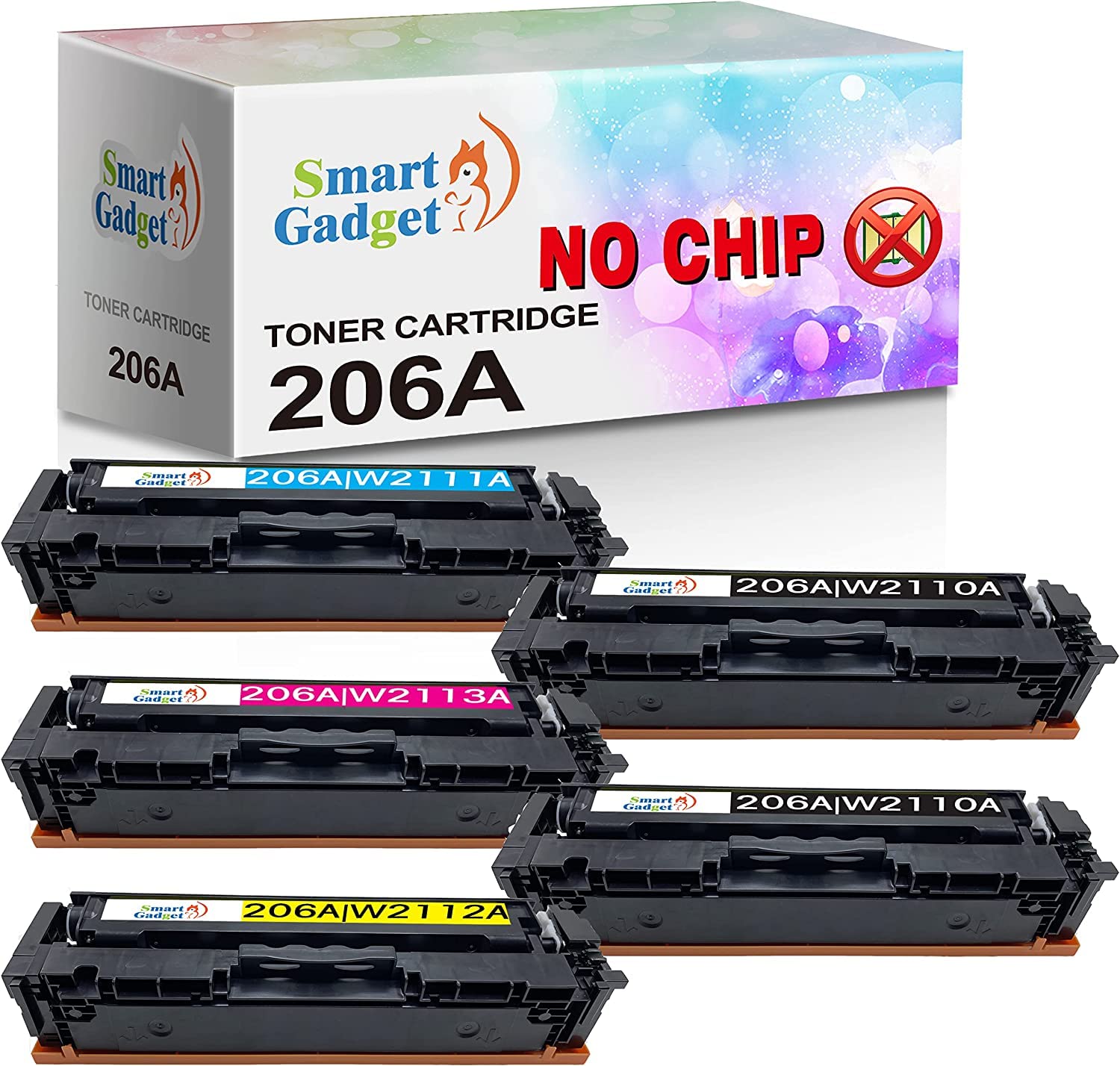 Compatible 206A Toner Cartridge (5-Pack) for HP Color LaserJet Pro M255/M283 - Home & Office Printing