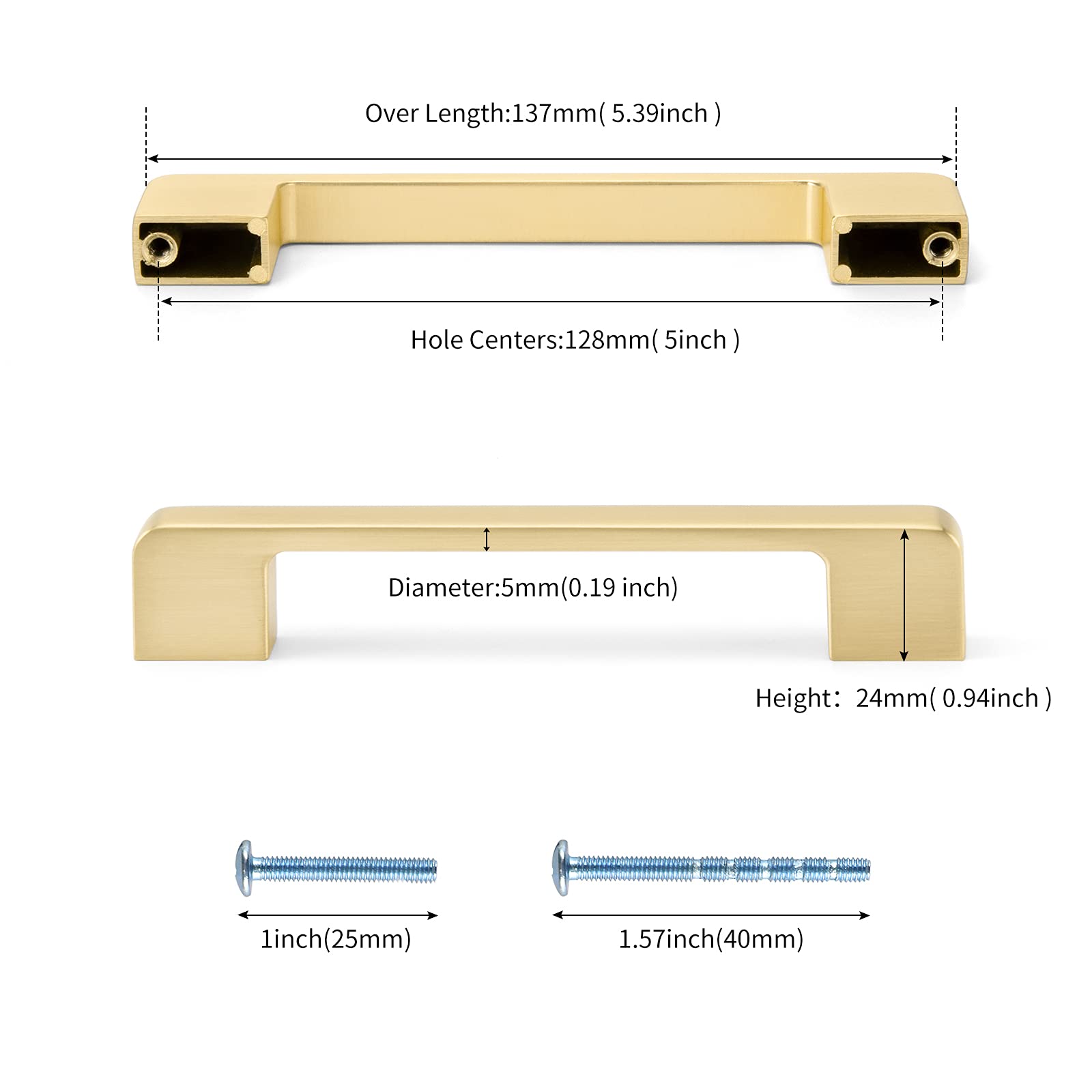 50-Pack Gold 5-Inch Square Cabinet Pulls - Premium Zinc Alloy Kitchen Handles for Drawers & Cupboards | Durable Dresser Hardware for Modern Home & Office Storage Solutions