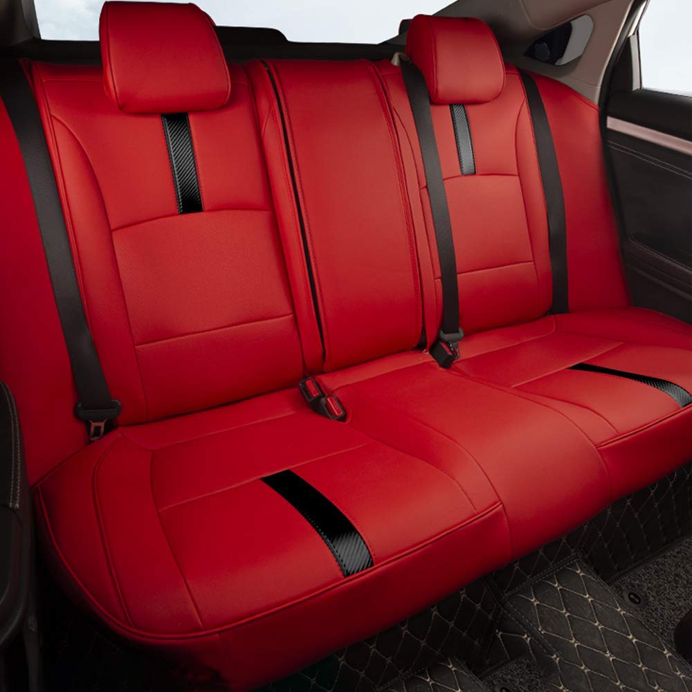 Custom Full Set Leather Seat Covers for Ford Mustang 2015-2019 - Red & Black Car Seat Protectors | Perfect for Daily Driving, Road Trips & Car Shows