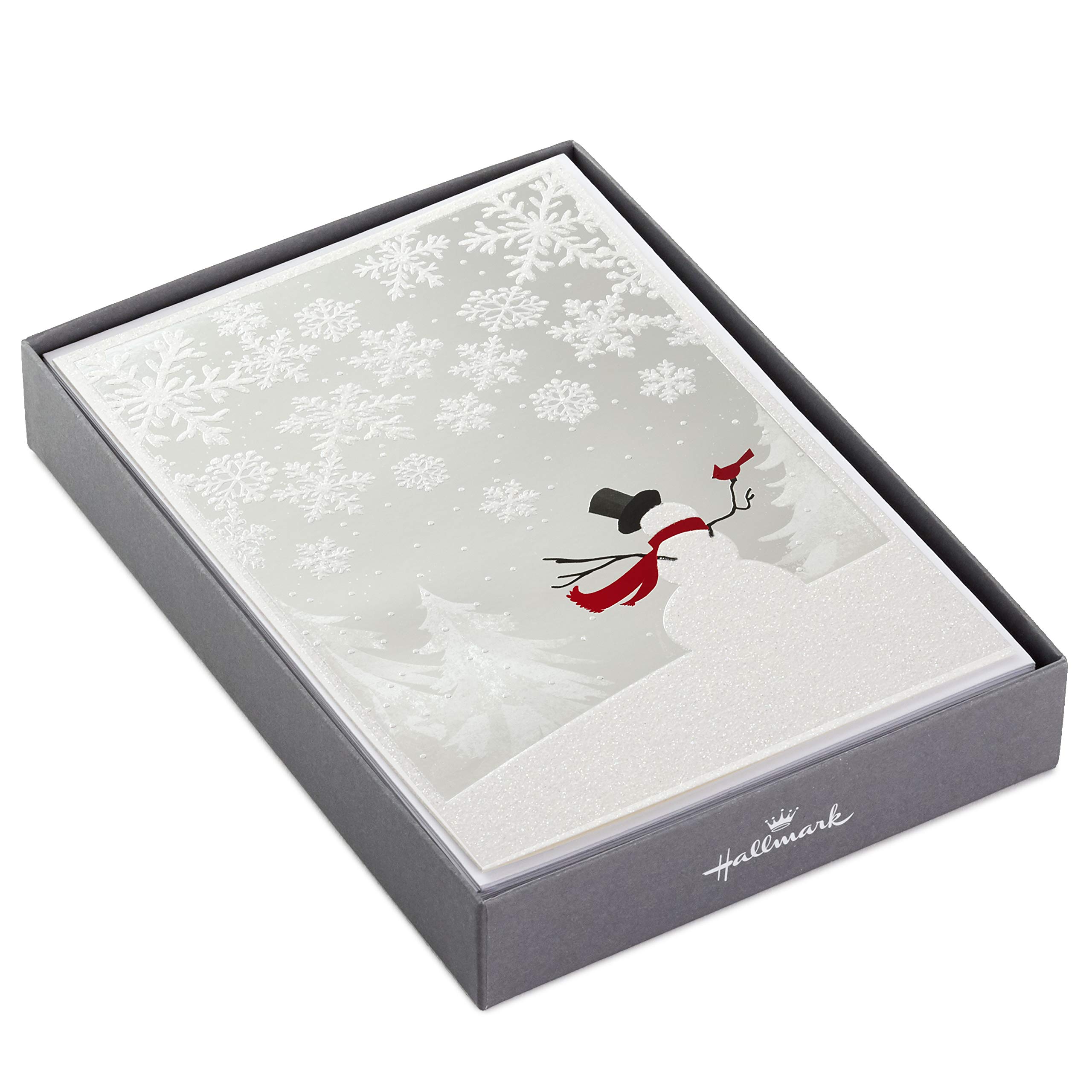 Hallmark Boxed Christmas Cards - Snowman and Cardinal Design (16 Cards & 17 Envelopes) for Holiday Greetings, Gift Giving & Festive Decorations (1XPX5437)