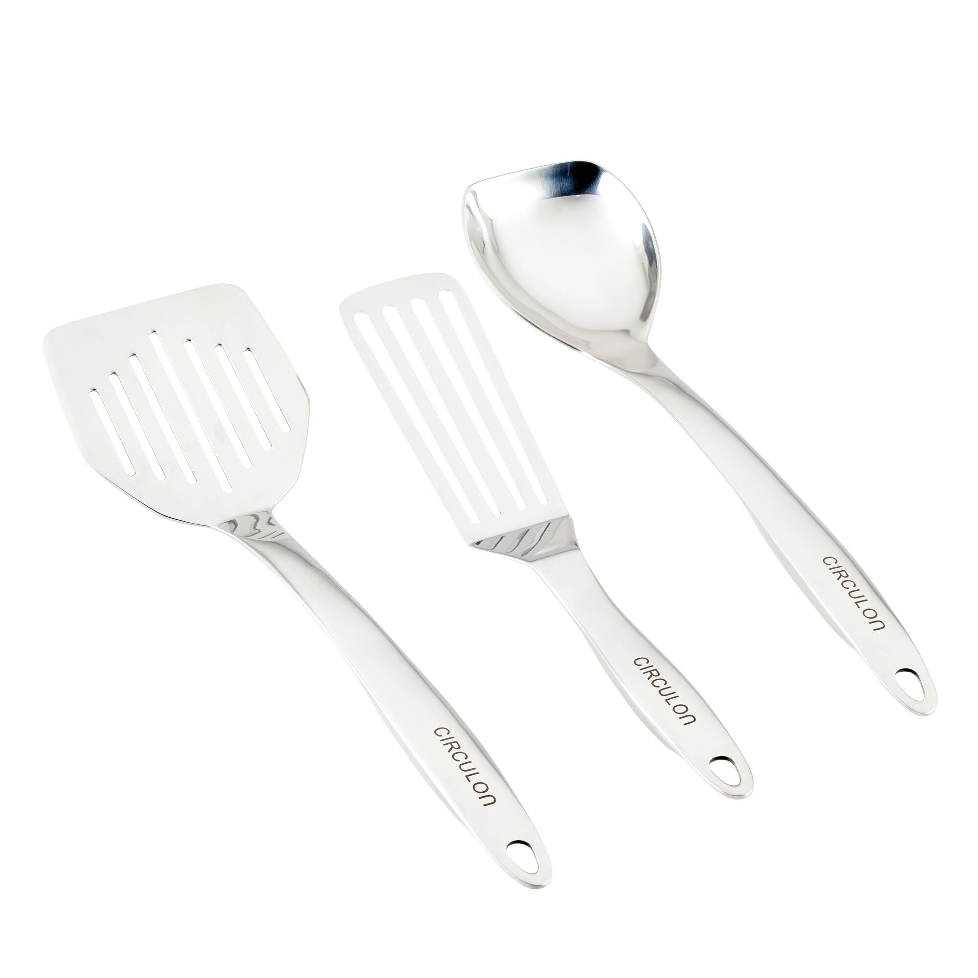 Circulon 3-Piece Stainless Steel Kitchen Utensil Set - Cooking Tools & Gadgets for Baking, Frying & Stirring - Perfect for Nonstick Pans & Everyday Cooking