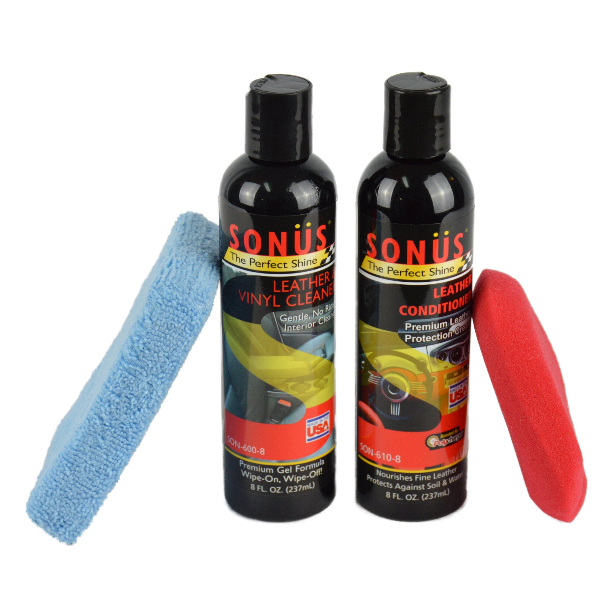 Premium Sonus Leather Care Kit - Conditioner, Cleaner & Protector for Car Seats, Furniture & Bags | Ultimate Leather Maintenance Solution