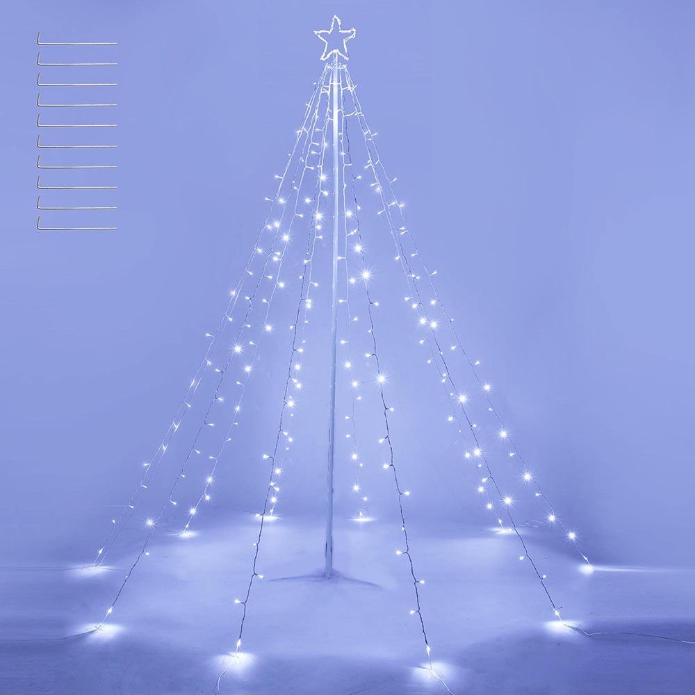 TheLAShop 9-String Christmas Tree Lights with Pole & Star - Perfect for Indoor Holiday Decorations, Xmas Tree Lighting, and Festive Home Decor