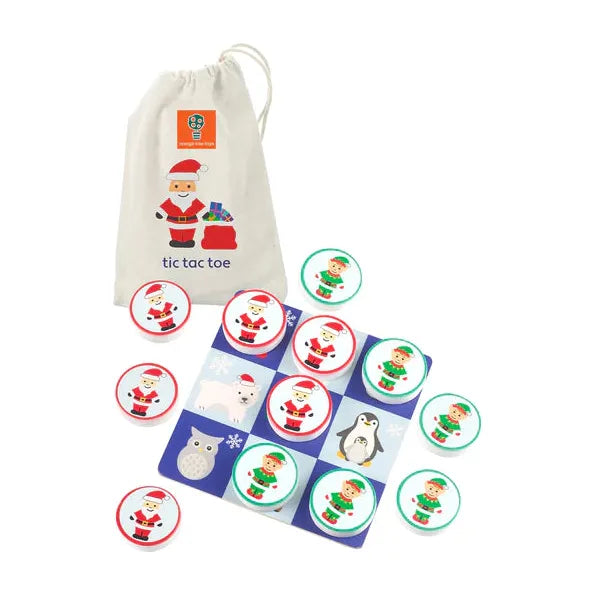 Winter Wonderland Tic Tac Toe Game Set - Wooden Board Game for Kids & Adults - Perfect for Christmas Gifts, Family Game Nights & Winter Holiday Activities