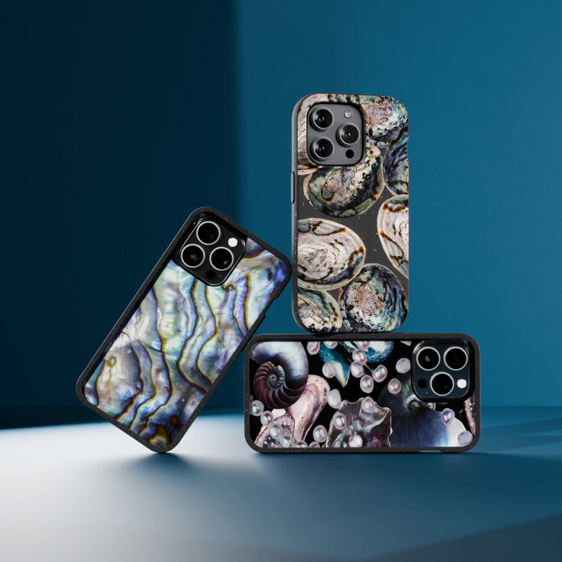 Premium Black Abalone Shell iPhone 16 Pro Max Case - Luxury Protective Cover with Unique Natural Shell Design for Everyday Use & Special Occasions