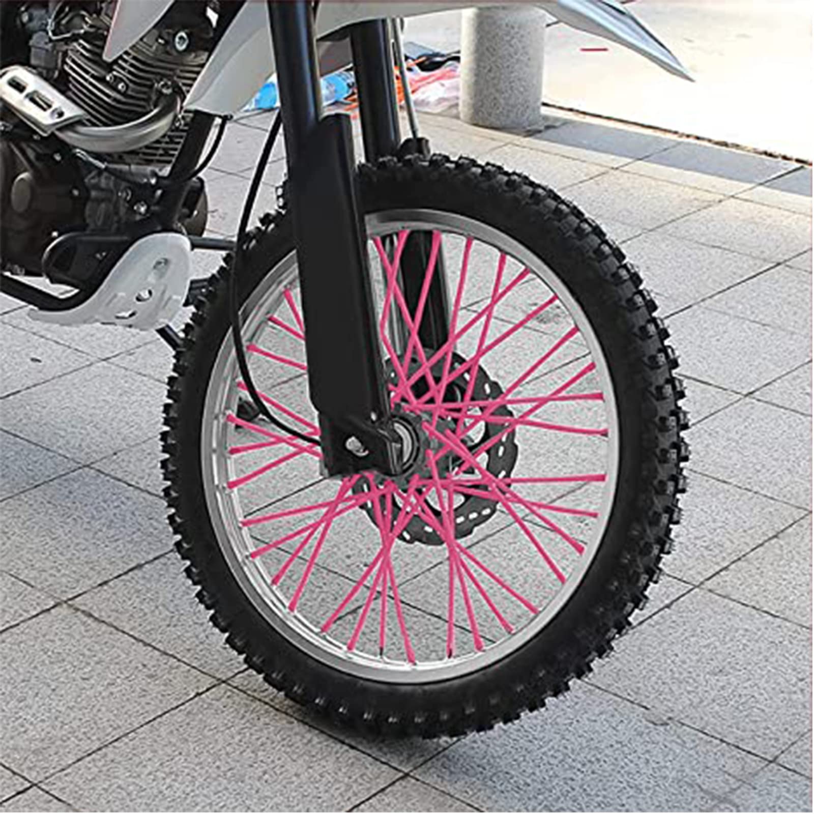 72 PCS Universal Spoke Skins for Motorcycle & Dirt Bikes - Colorful Protective Wheel Trim Wrap Cover Fits Yamaha, Kawasaki, Suzuki (Pink) | Enhance Style & Protection for Off-Road Adventures & Daily Commuting