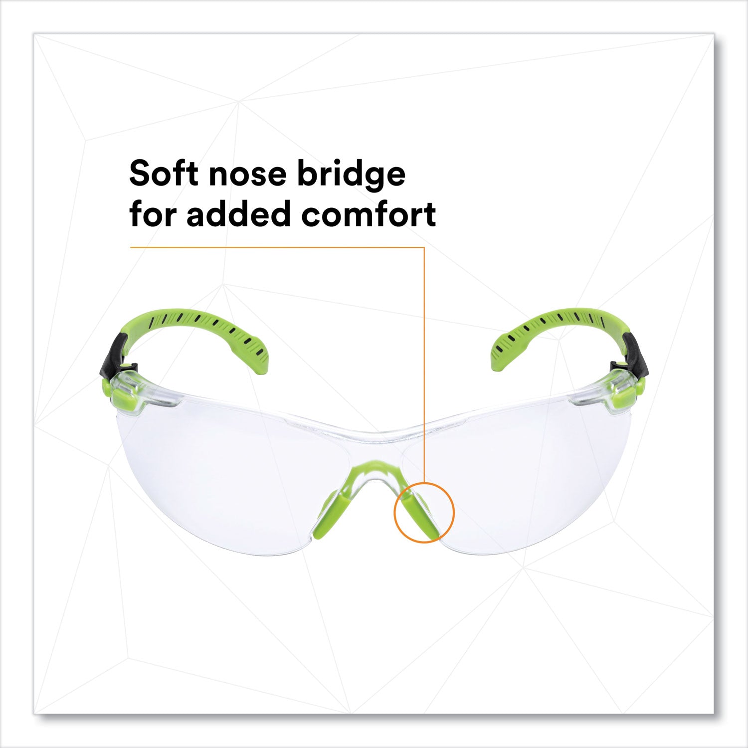 3M™ Solus 1000 Series Safety Glasses - Black/Green Plastic Frame with Clear Polycarbonate Lens - ANSI Z87.1 Certified for Eye Protection | Ideal for Construction, Woodworking, and DIY Projects