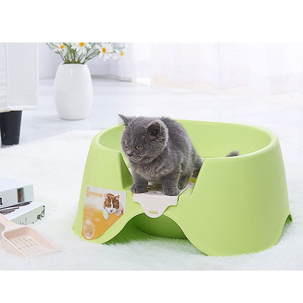 Large Splash-Proof Semi-Enclosed Cat Litter Box with Odor Control - Green Cat Toilet for Kittens & Adult Cats | Perfect for Home, Apartment & Pet-Friendly Spaces