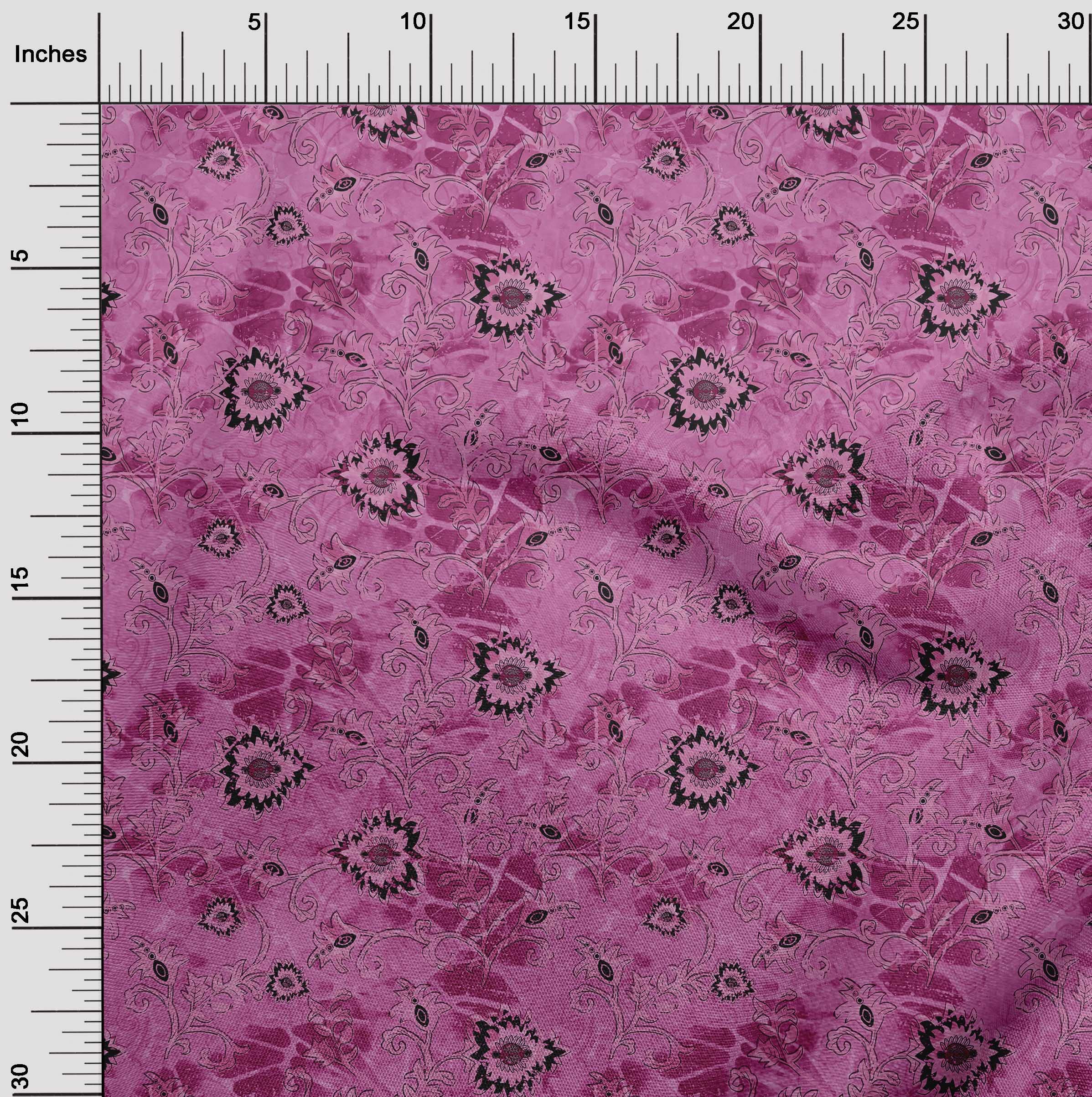 oneOone 60 Inch Wide Viscose Jersey Pink Batik Dress Fabric by The Yard - Floral Print Material for DIY Dresses, Skirts & Home Decor (Style #3951)