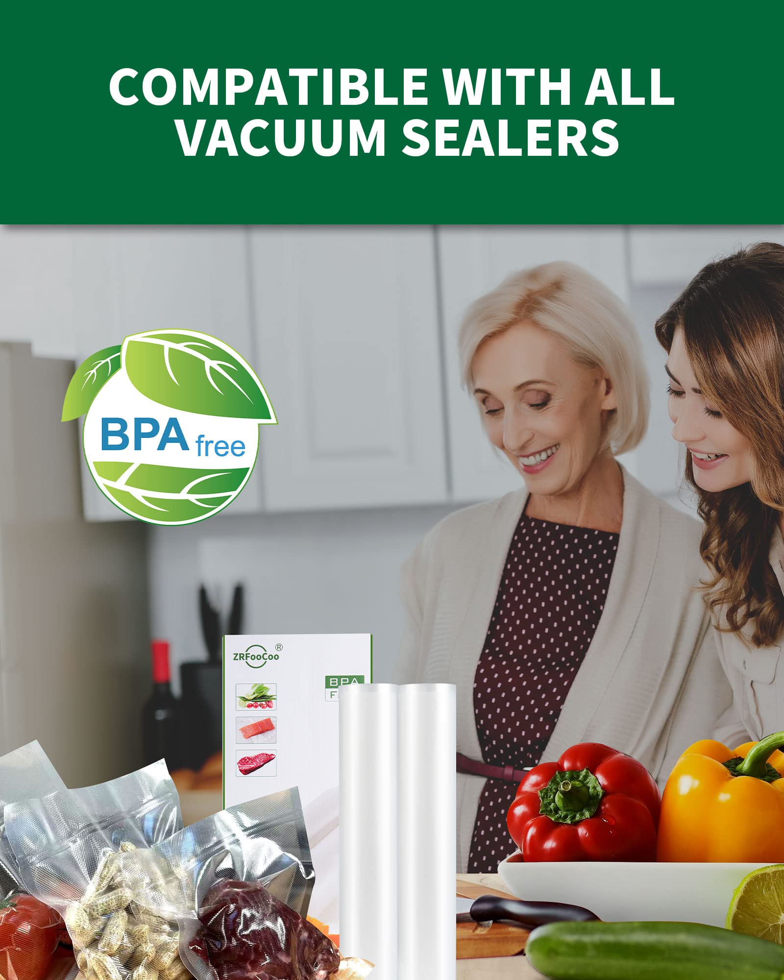 Nutri-Lock BPA-Free Vacuum Sealer Bags Rolls for Food Storage - 2 Rolls 8
