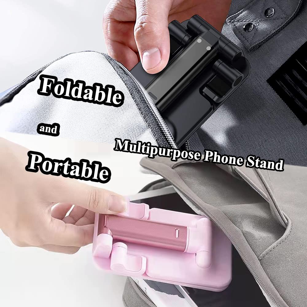 2 Pack Adjustable Phone Stand for Desk - Foldable & Portable Cell Phone Holder for iPhone 14/13/12 & Smartphones - Perfect for Office, Home, Watching Videos & Video Calls