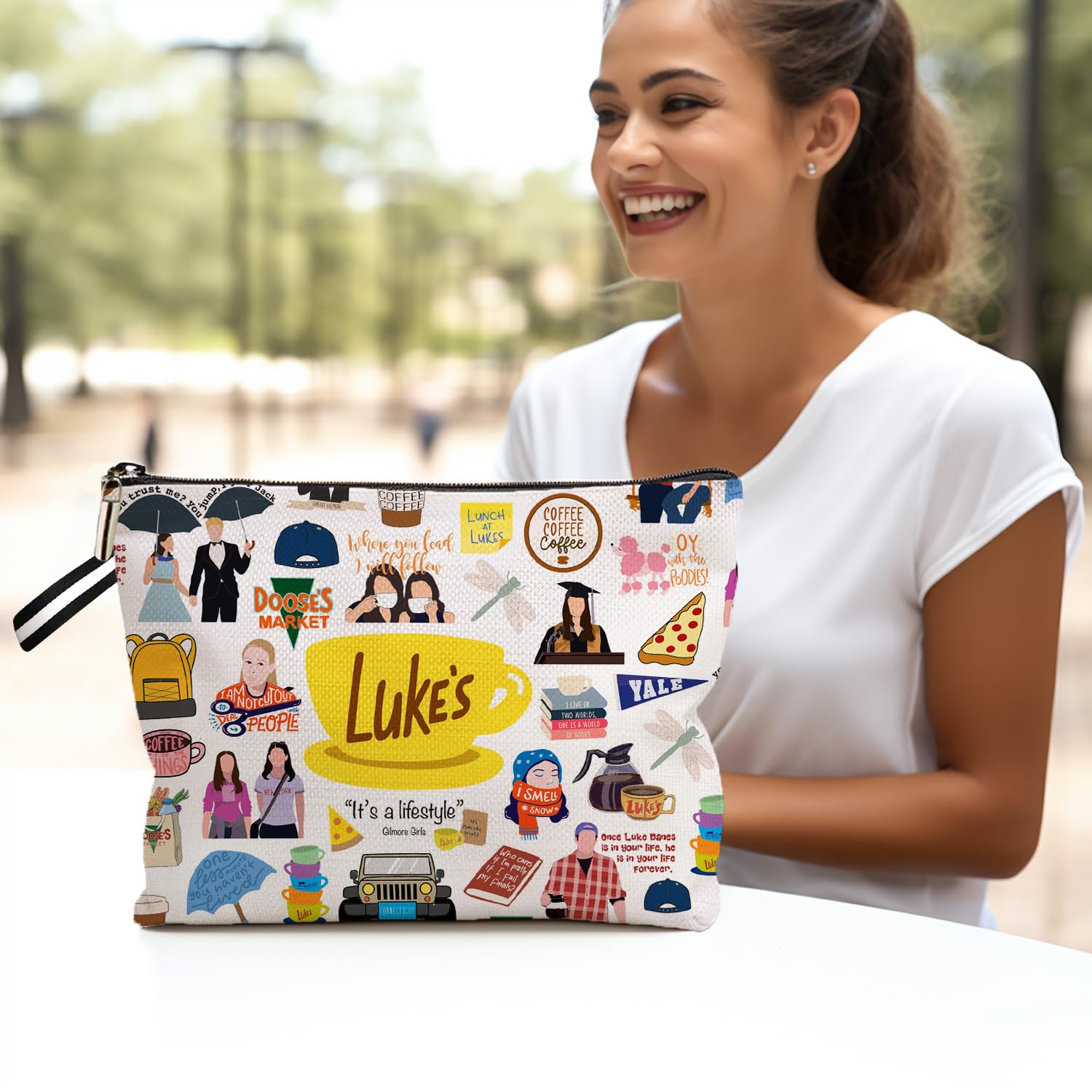 Gilmore Girls Inspired Makeup Bag - Luke's Diner Themed Cosmetic Pouch for Women | Perfect Gift for Fans, Best Friends & TV Show Lovers | Great for Travel, Daily Use & Cosmetics Storage