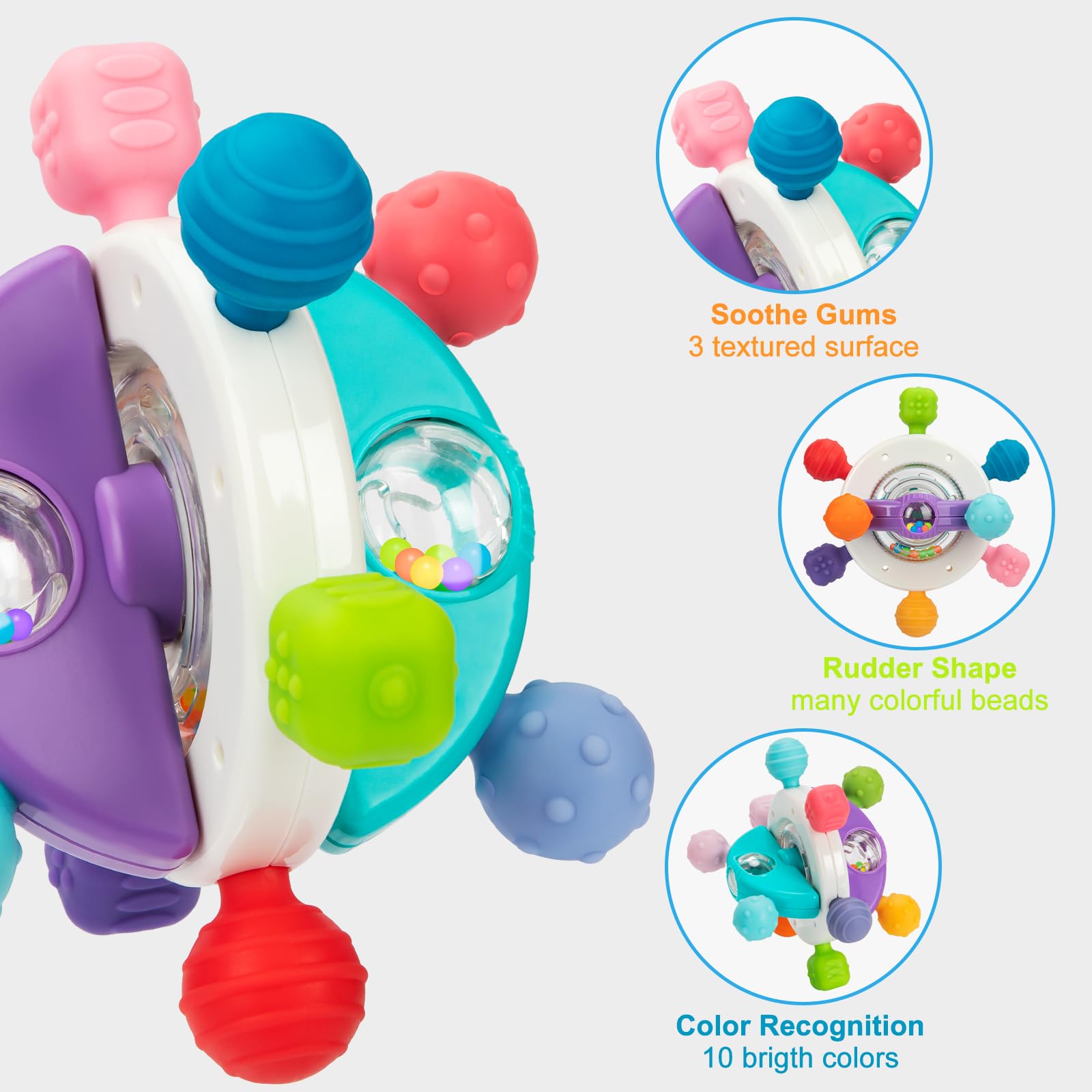 Organic Baby Teething Toys - Montessori Sensory Chew Toys for Infants 0-18 Months, BPA-Free Silicone Teethers for Soothing Gums, Perfect Newborn Gift for Boys & Girls - Ideal for Home, Travel & Daycare Use