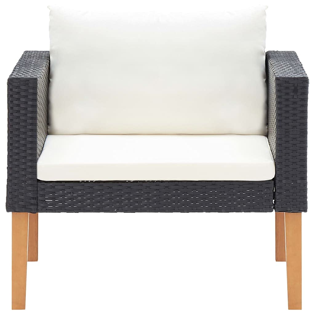Black Poly Rattan Outdoor Sofa with Cushions - Patio Furniture for Backyard, Porch, Balcony - Durable Indoor & Outdoor Seating - Perfect for Lounging, Entertaining, and Relaxing in Your Outdoor Space