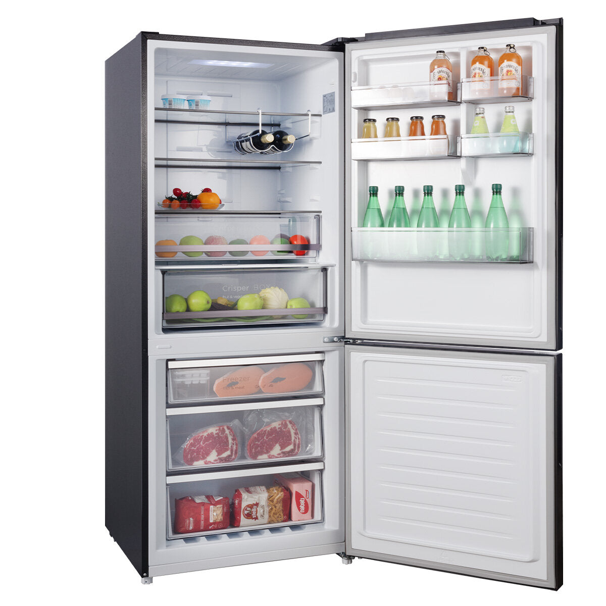 CHiQ 396L Bottom Mount Refrigerator - Black Stainless Steel CBM395NBS6E | Energy Efficient, 5-Year Warranty | Perfect for Kitchens, Restaurants & Small Businesses