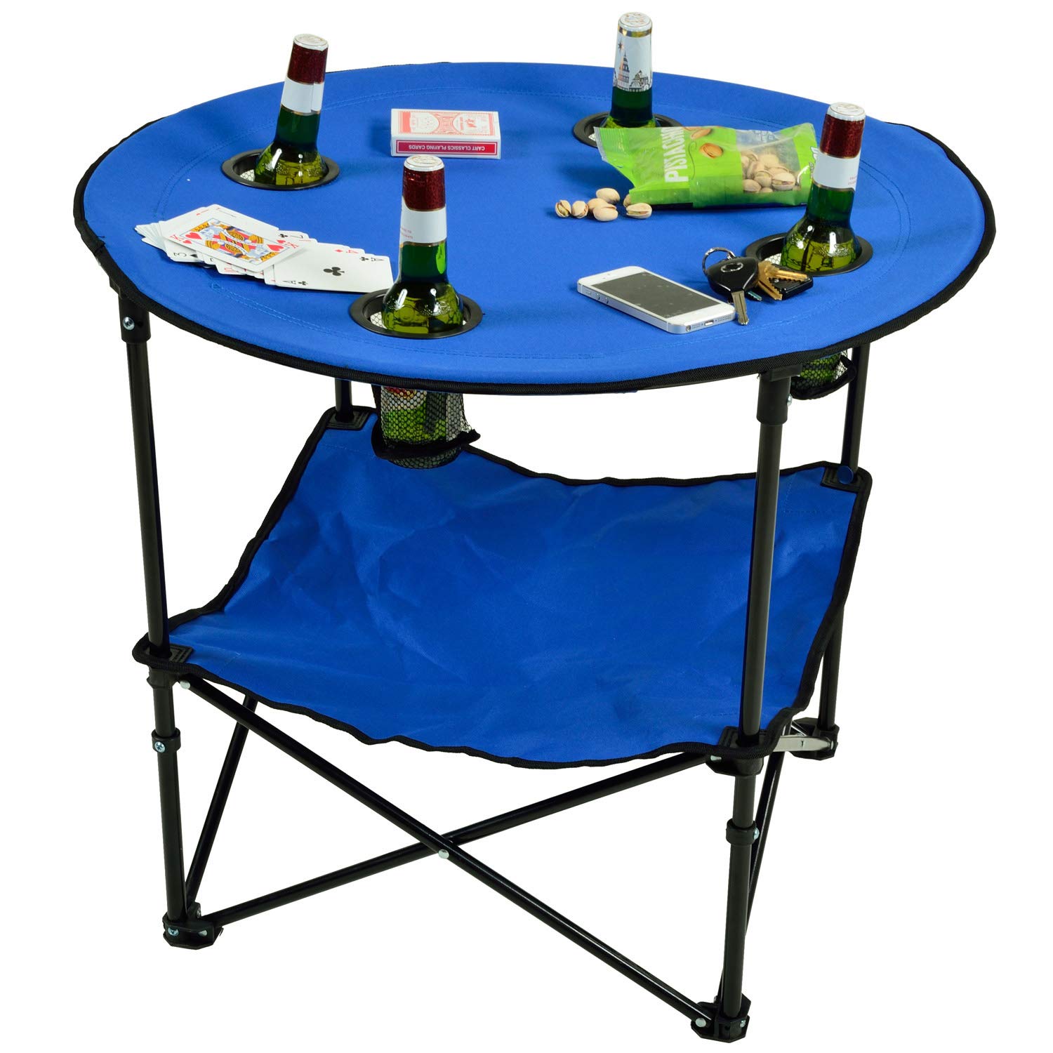 Foldable Compact Canvas Picnic Table for Outdoor - Portable Blue Picnic Table in Carrying Case | Perfect for Camping, Beach, Backyard & Tailgating