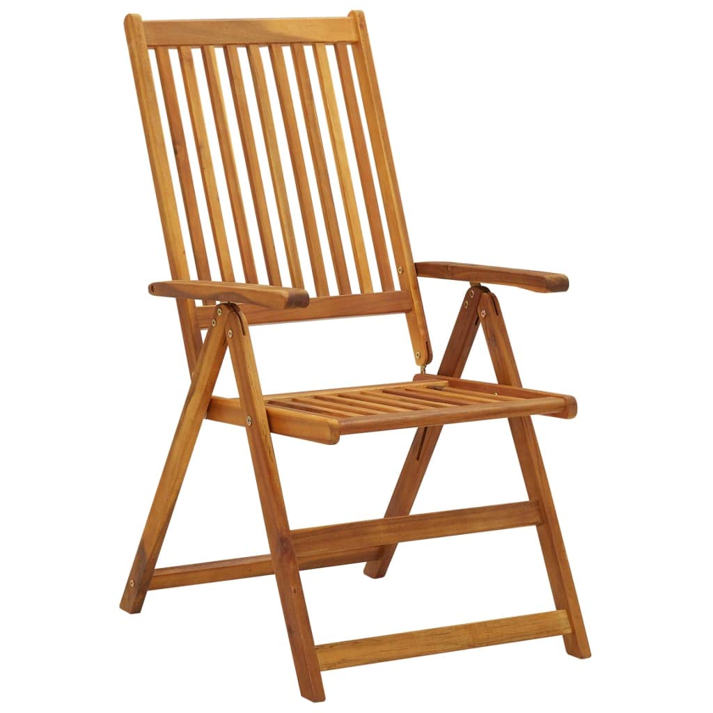 vidaXL Solid Acacia Wood Folding Patio Chairs with Cushions – Set of 3, Retro Style Outdoor Furniture, Adjustable & Comfortable Garden Chairs, Easy Maintenance Green Patio Seating – Perfect for Backyard, Poolside, and Terrace Relaxation